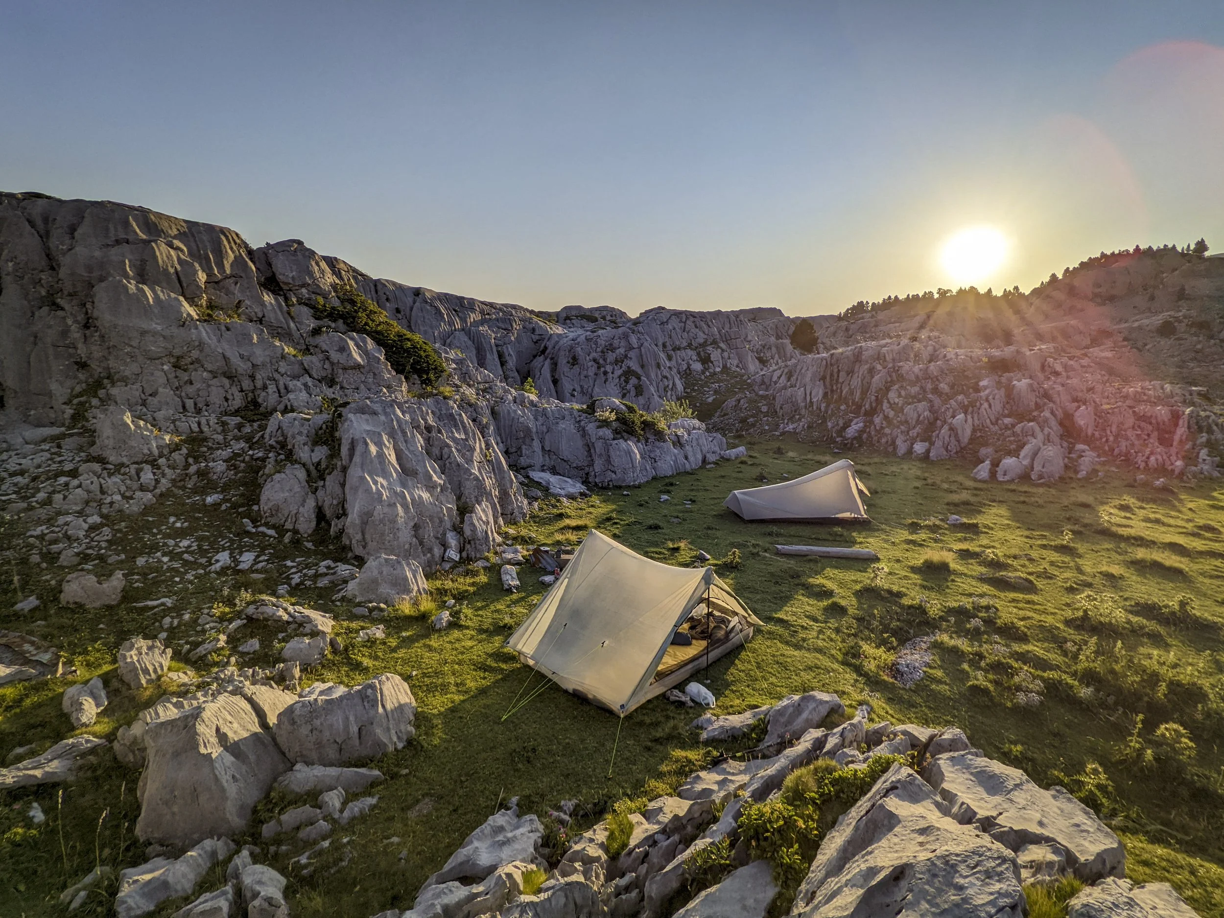 Camp in the clear morning