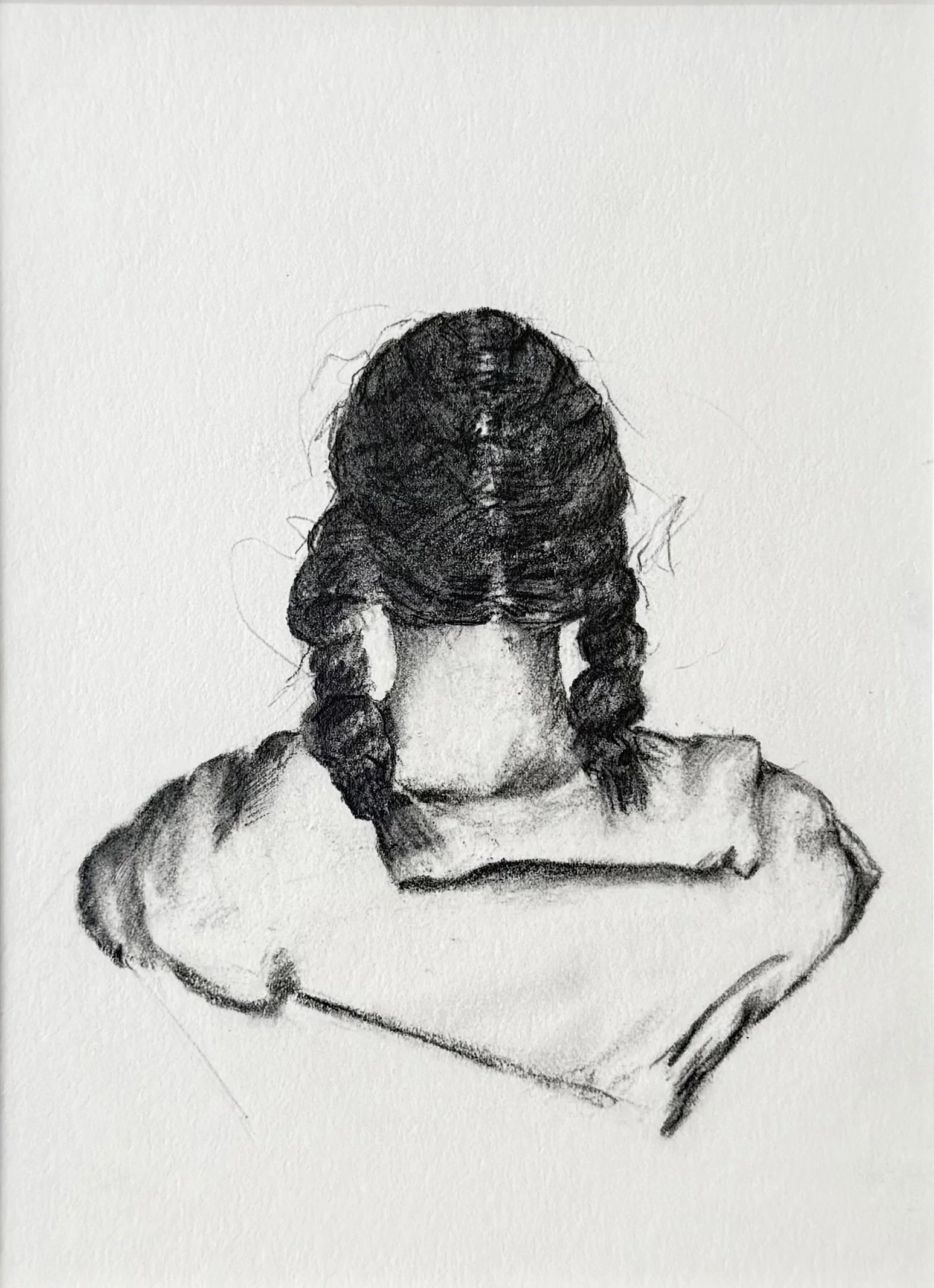 Braids and a Sailor Collar 5” X 4 3/4” graphite on paper