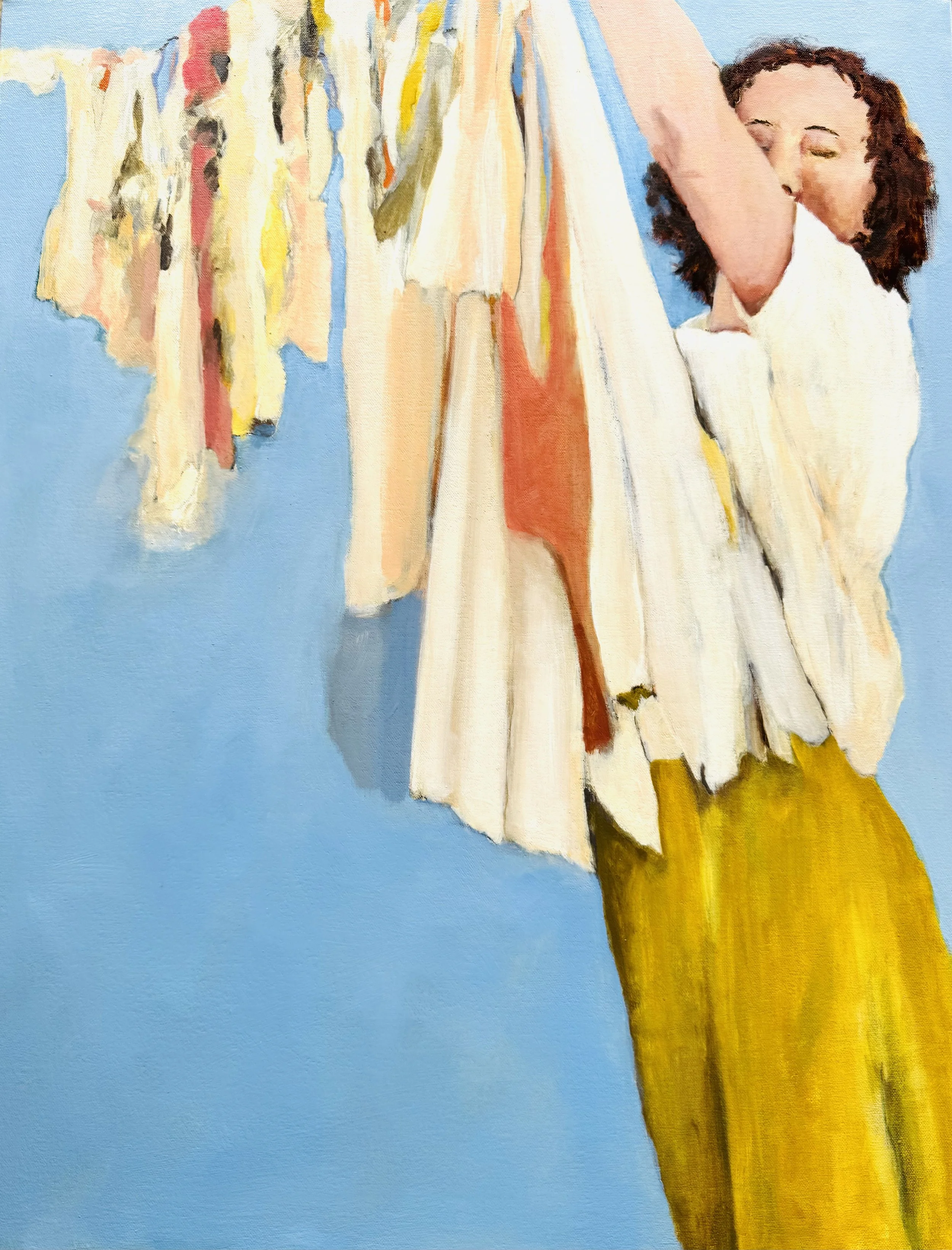 Laundry Line Series: Green Trousers 30” X 24” oil on canvas 