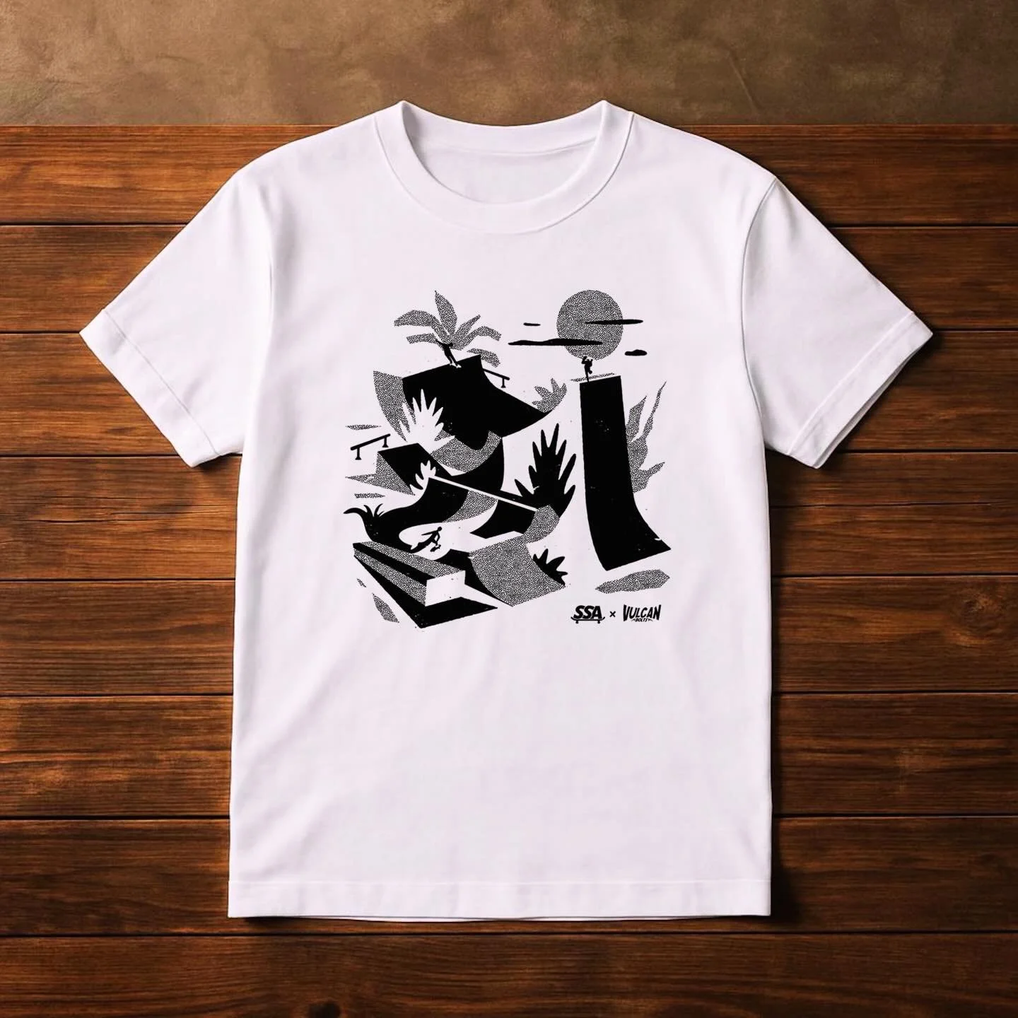 @squamishskateboardassociation X @vulcanbolts fundraiser tee! 

Available now @stuntwoodskateshop 

$20 each! All proceeds go to fund the Squamish Skateboard indoor space. 

Alex created this great design to capture the spirit of skateboarding. Vulca