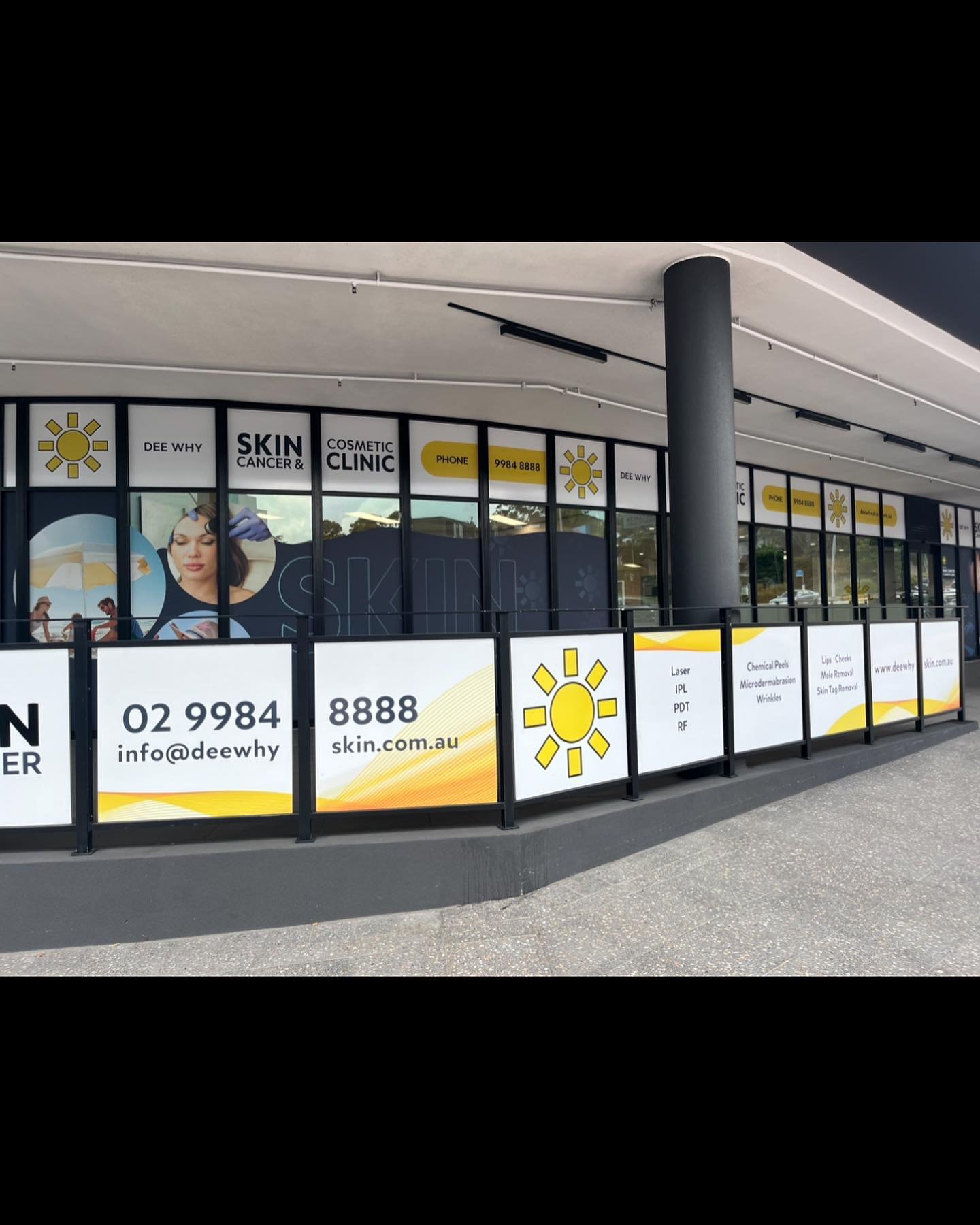 External commercial signage is a great way to show off your brand but can also be a tool for advertising to get more customers. Our latest work at Dee Why Skin Clinic has a great balance of brand while also further advertising the clinics offerings. 