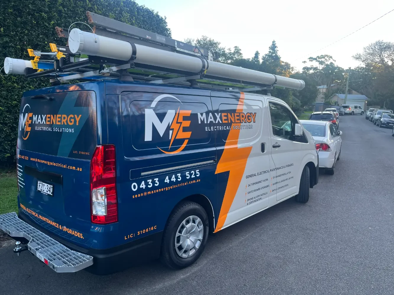 Max Energy van wrap design and vehicle signage installation, Northern Beaches Sydney