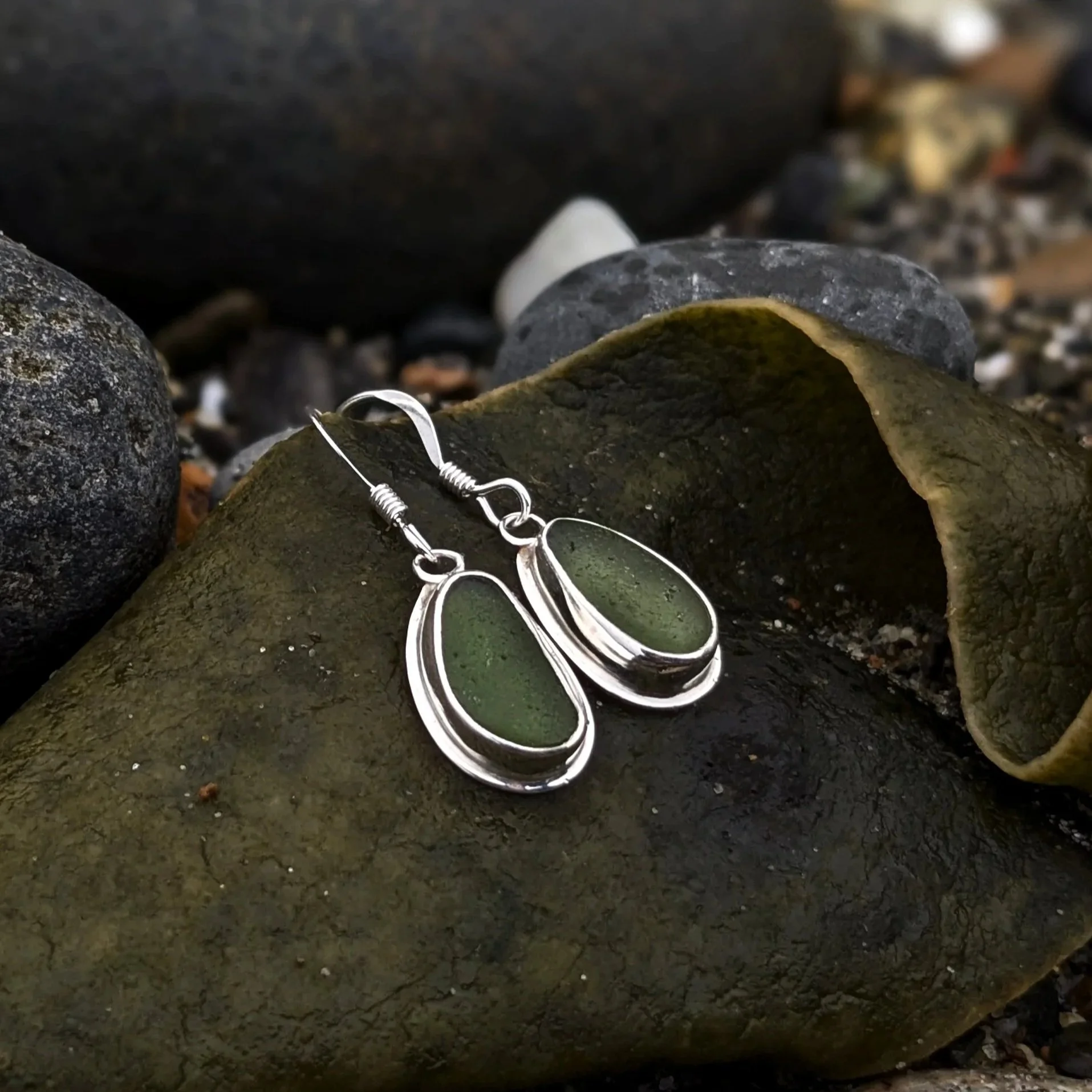 Seaweed | Genuine Sea Glass Earrings