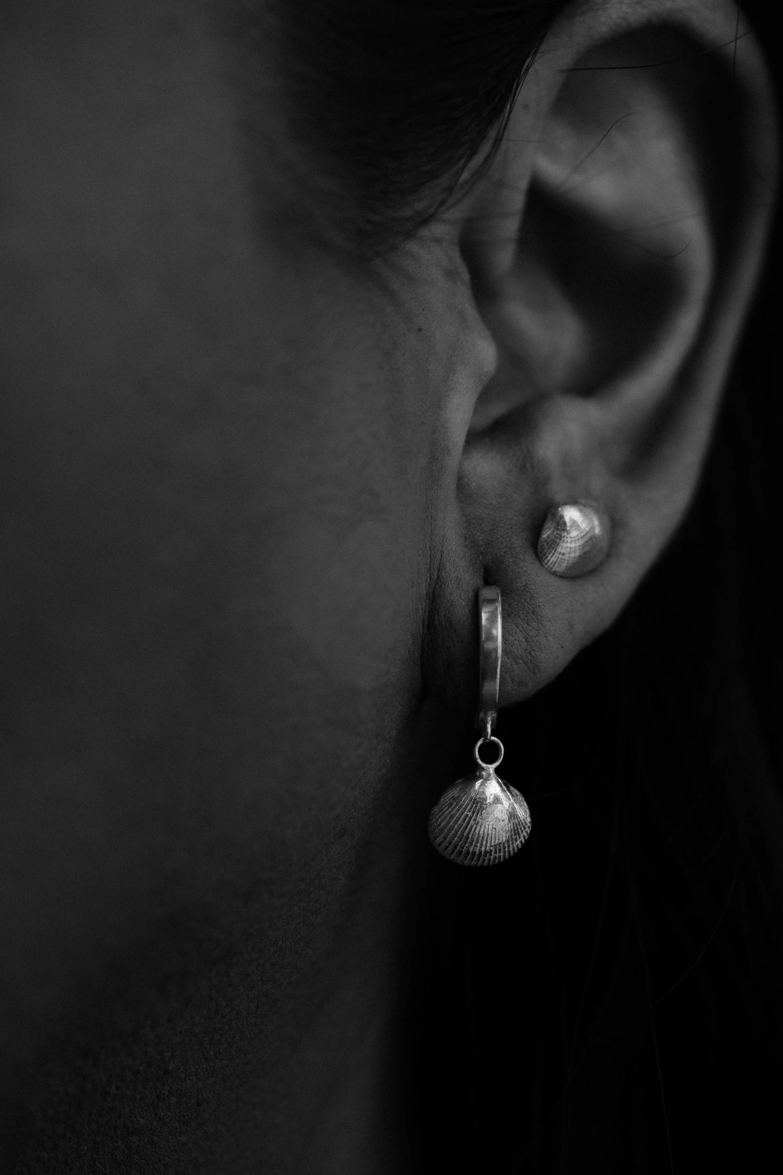 Clam Shell Hoops | Recycled Sterling Silver Earrings