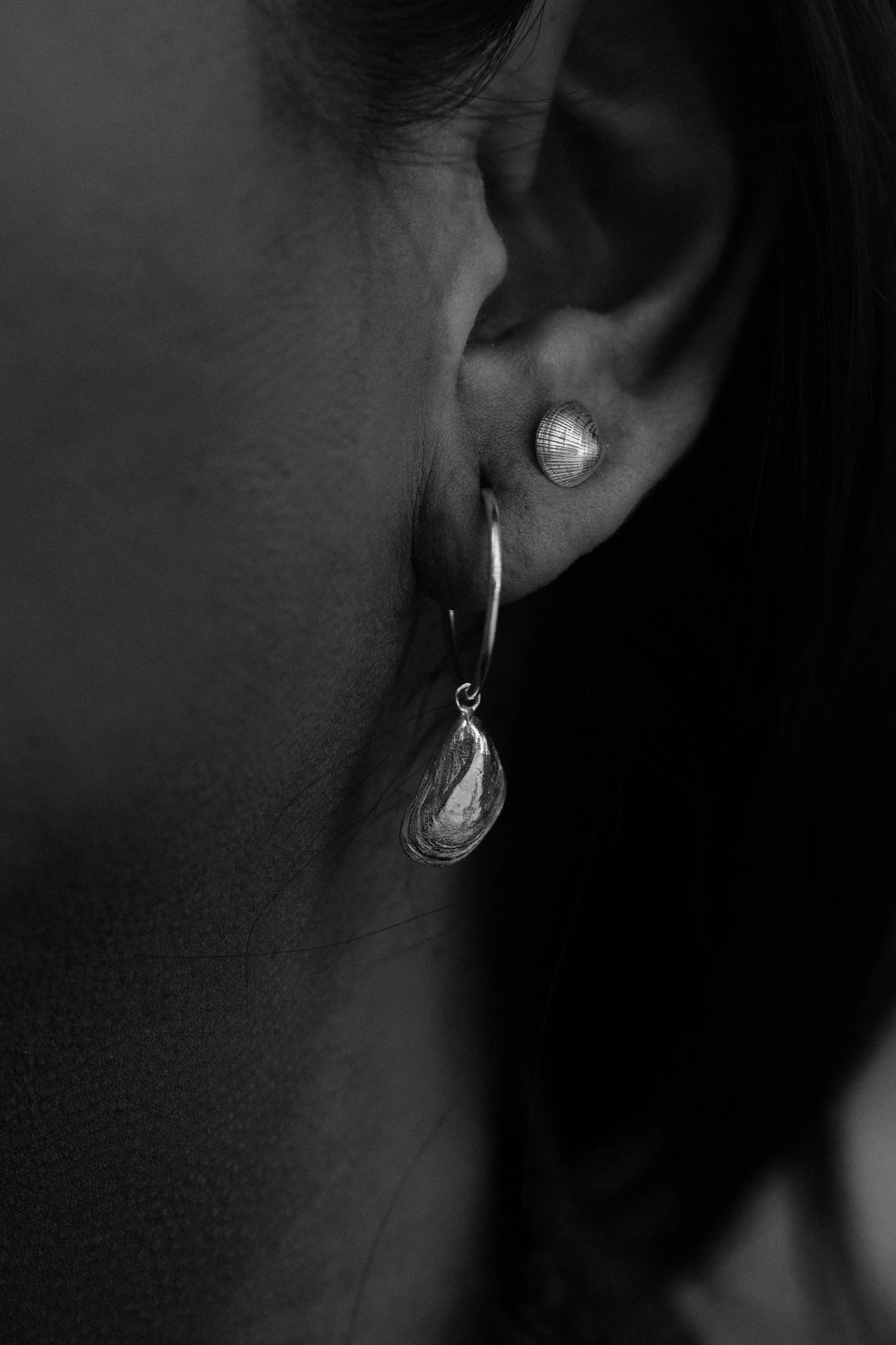 Mussel Shell Hoops | Recycled Sterling Silver Earrings