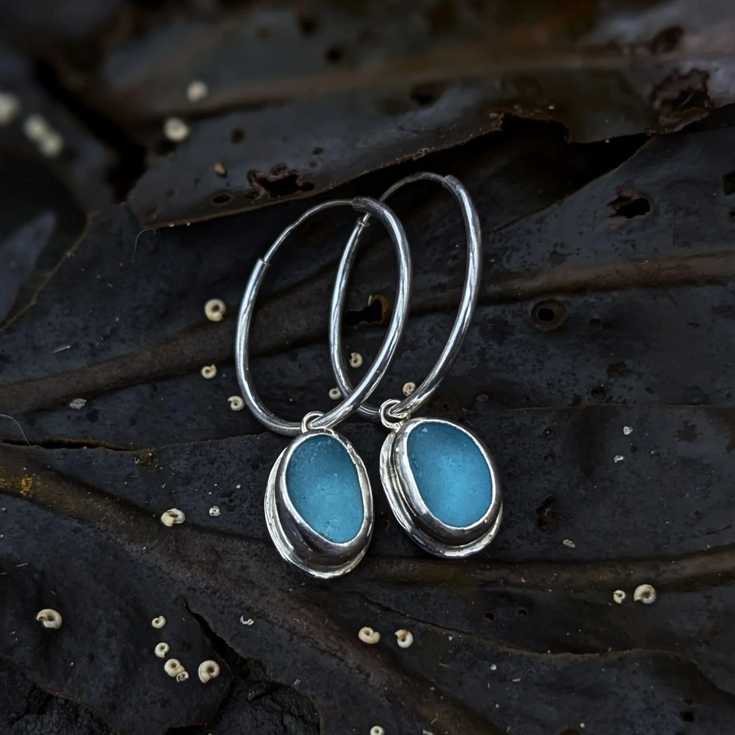 Sea Charms | Sea Glass Hoops
