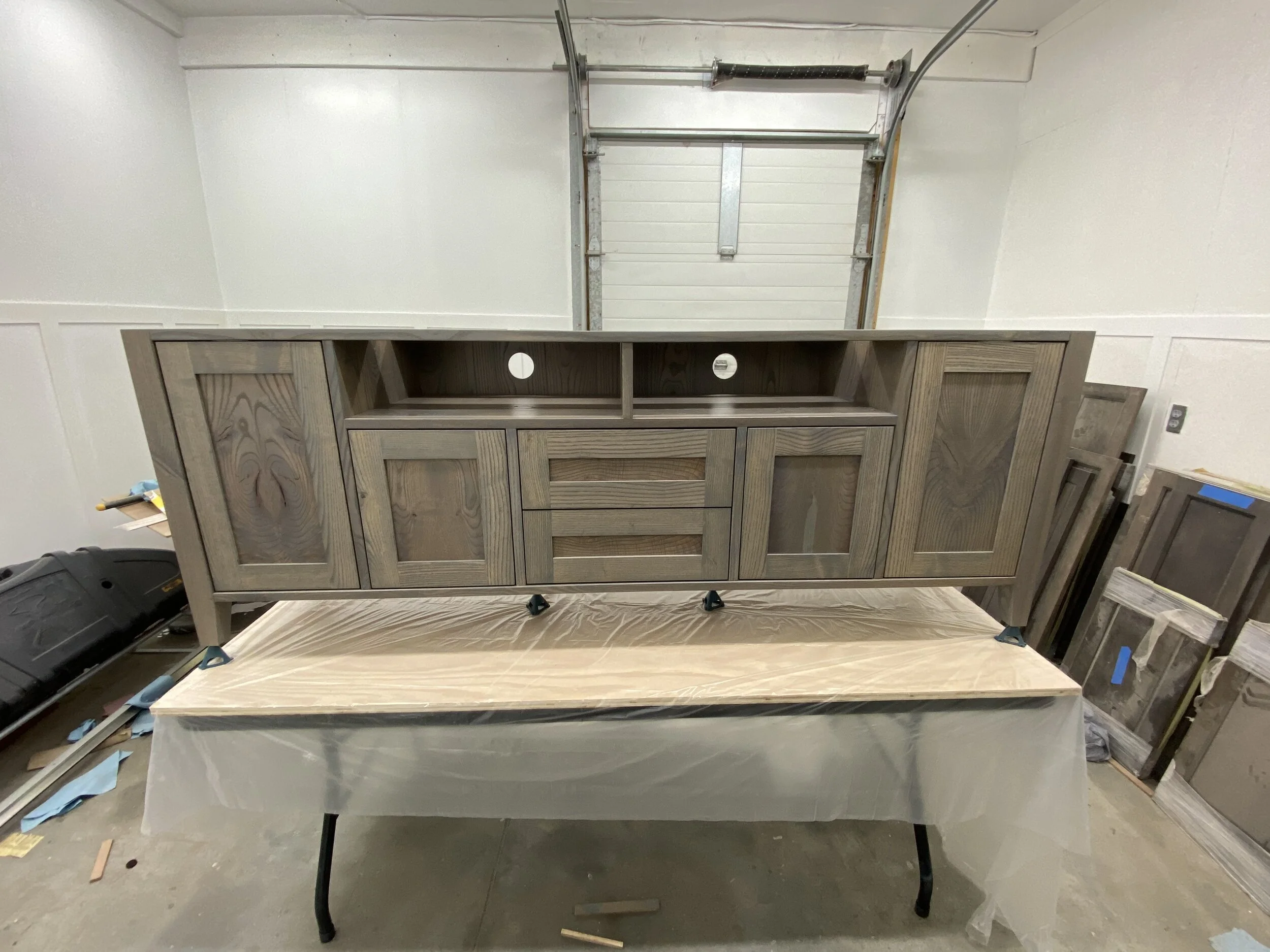 book matched door entertainment center