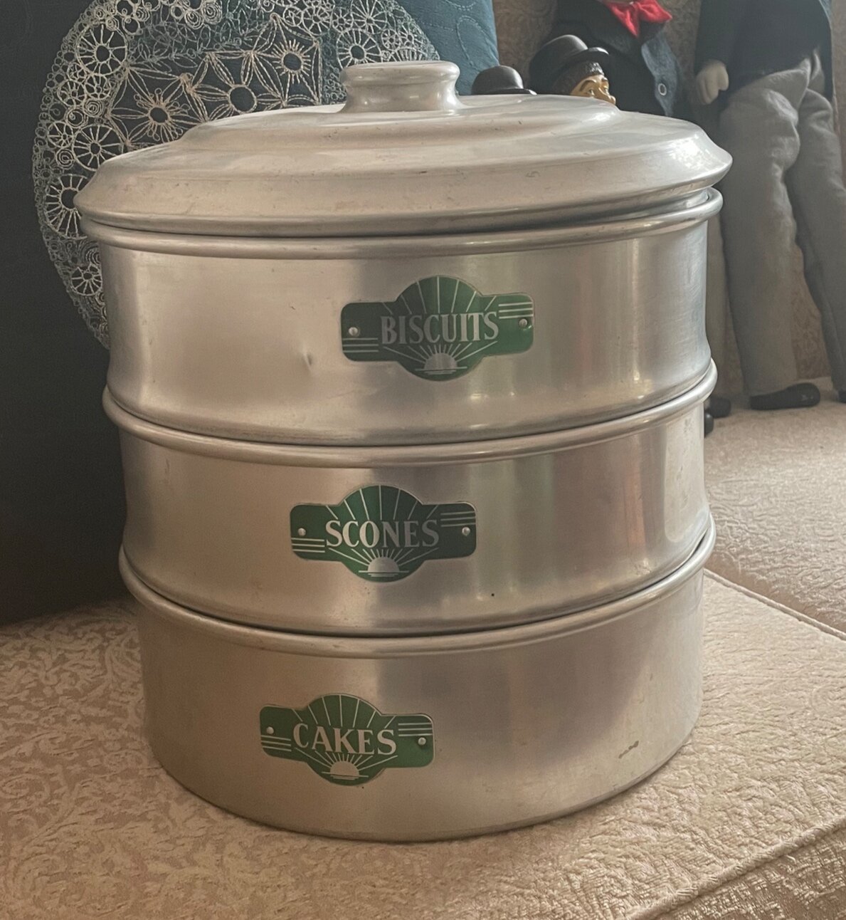 1950's Aluminium Set of three Cake Tins