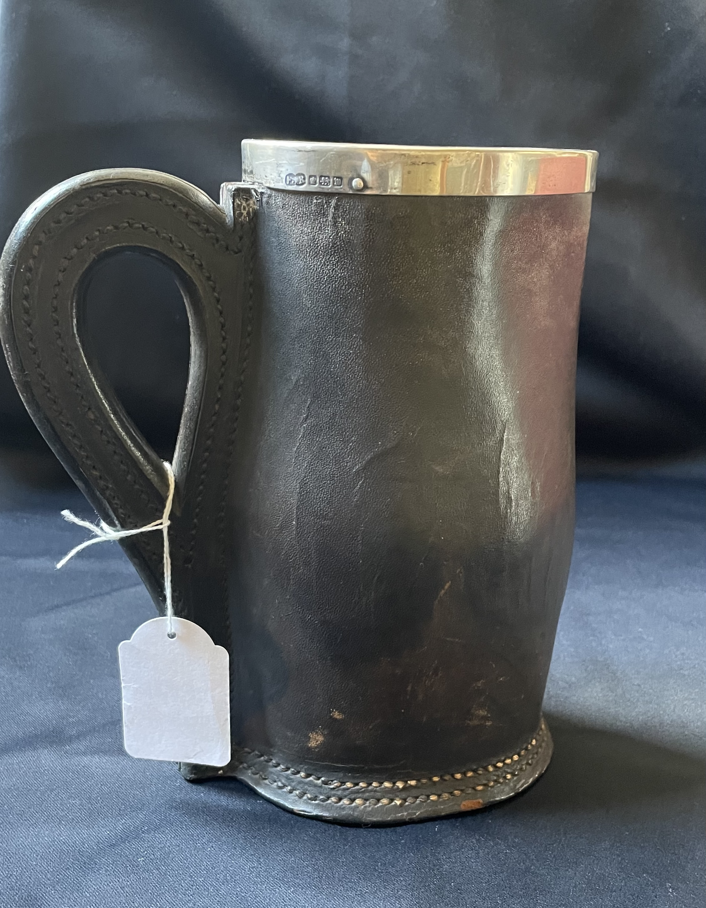 1911 'Elizabethan' Leather Hunting Vessel with Sterling Silver Lip