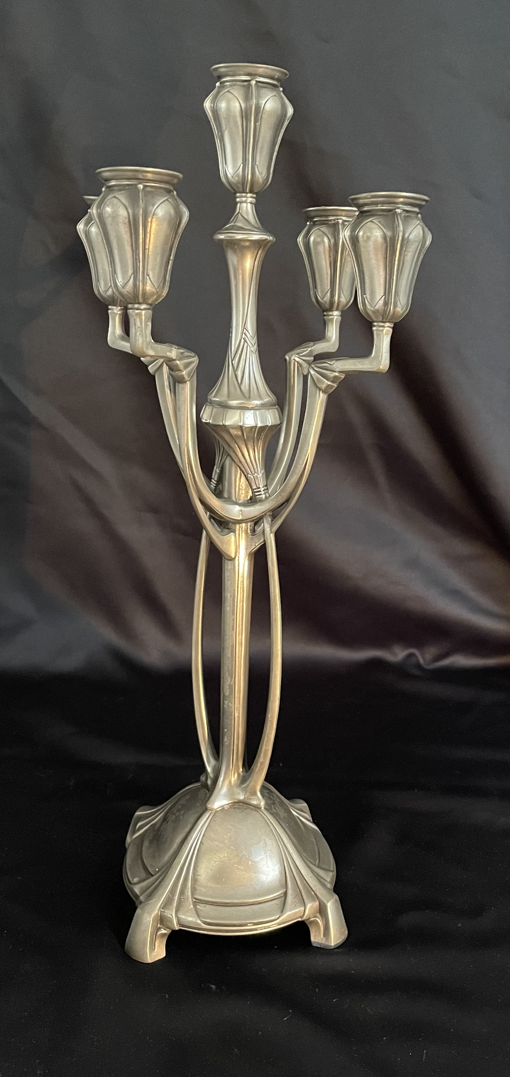 1900's Candelabra Etain Zinn Pewter by Achille Gamba (Italian - 1881 -!944)