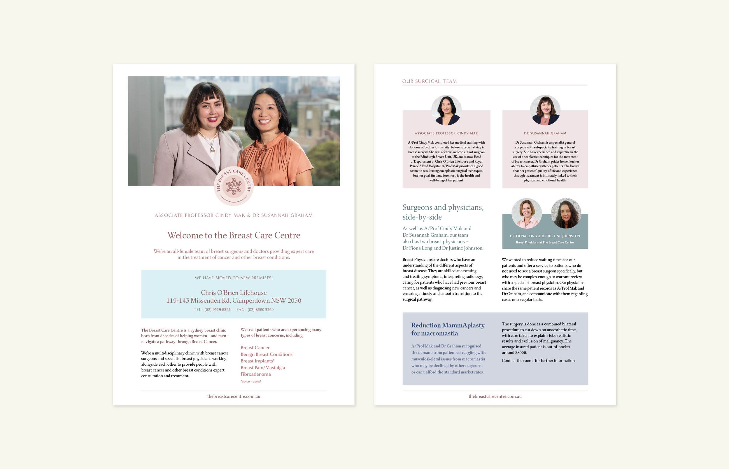 Flyer design for a breast cancer surgeon