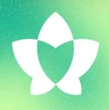 Icon of a stylised ivy leaf with a background of green gradients.