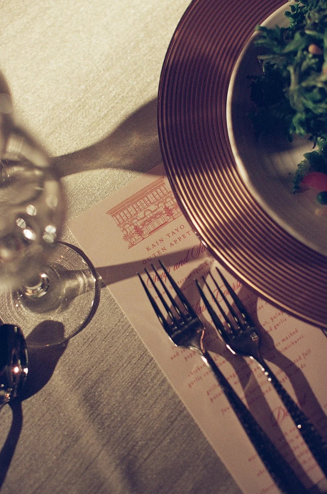A closeup of the dinner menu at the Chicago Cultural Center