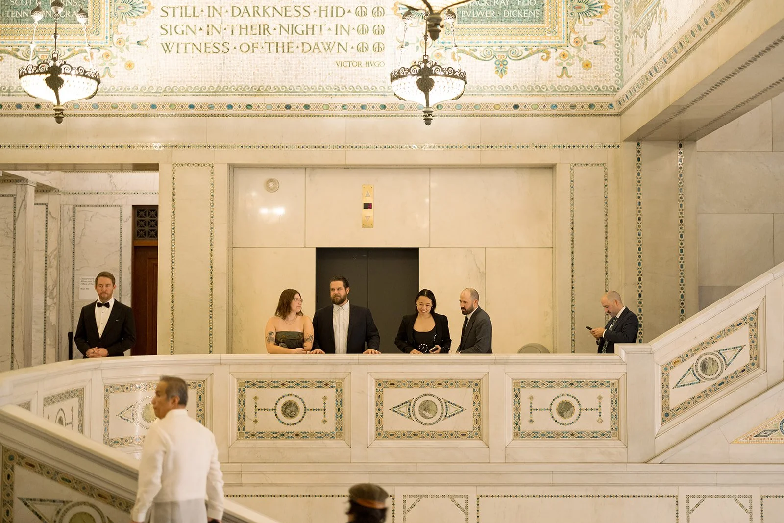 Guests waiting to take their seats before the ceremony at the chicago cultural center
