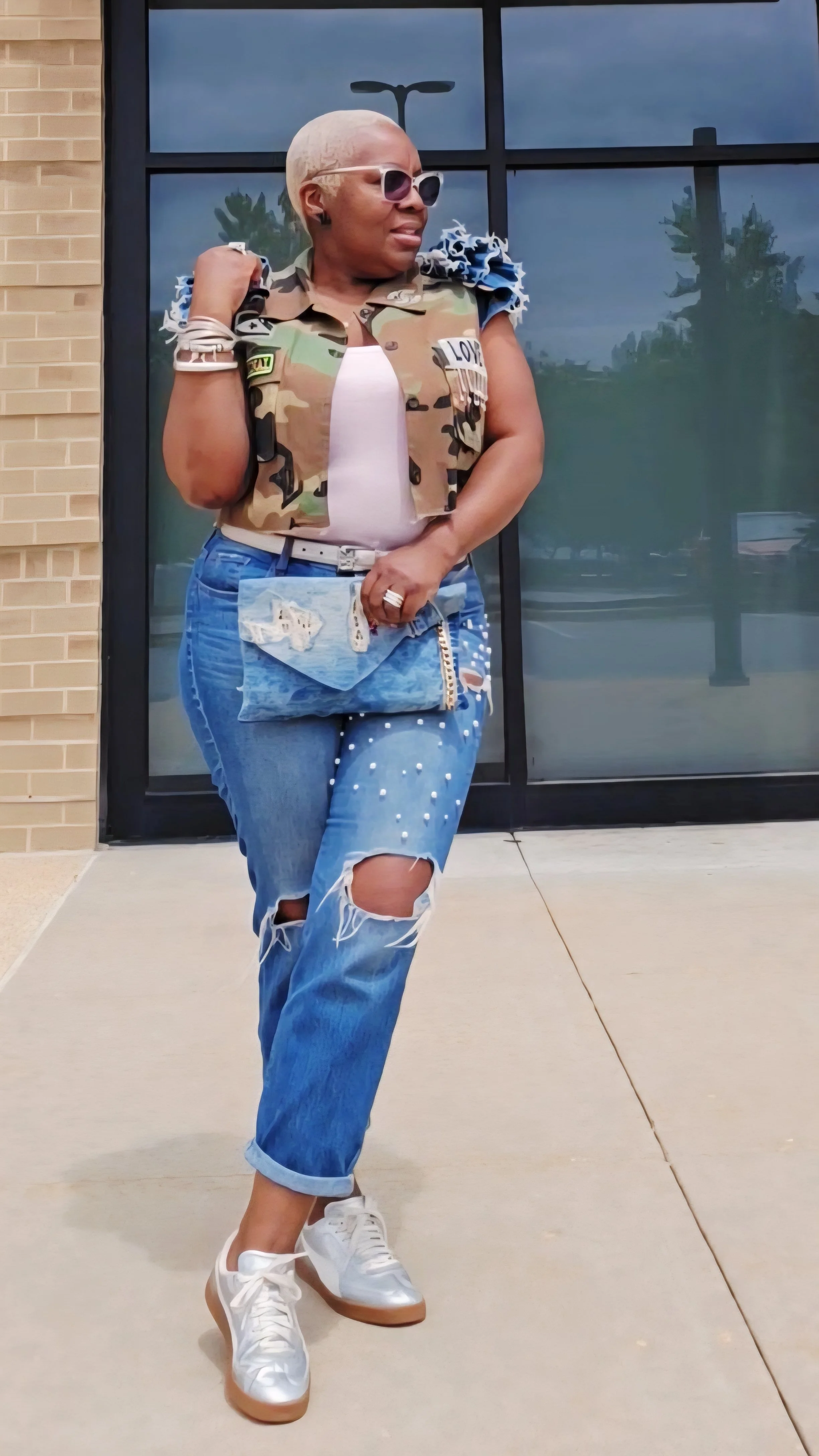 Luxe Camo Ruffle Crop