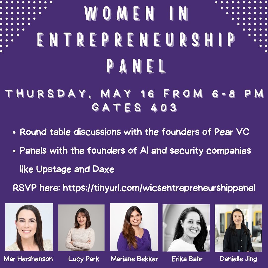 Join us this coming Thursday for our WiCS Entrepreneurship Panel!! See you there 😊😊