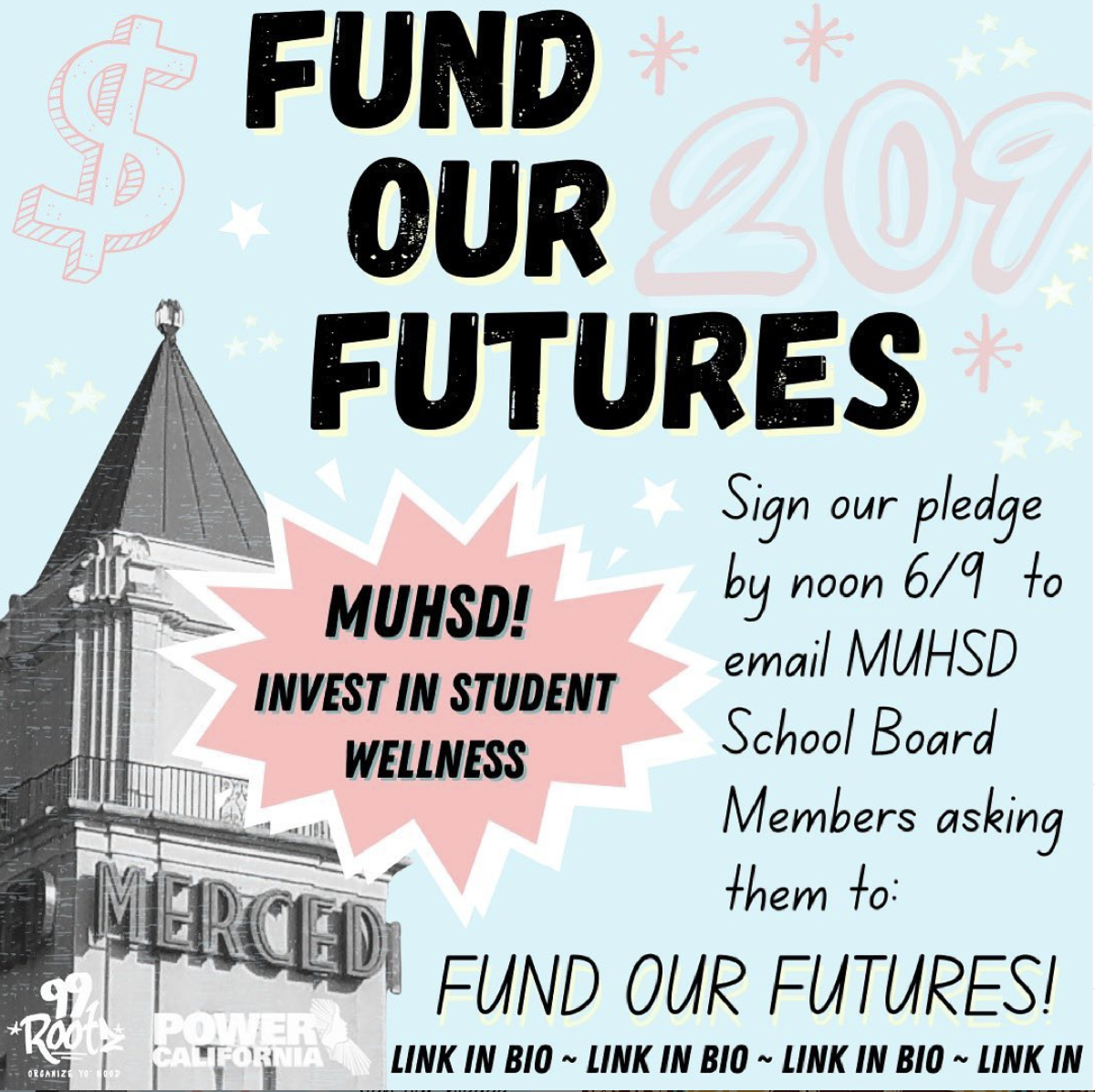 ⚡️Sign our pledge to send an email to the MUHSD Board of Trustees to let them know you support investing in student wellness ⚡️⁣
⁣
Like this 👇🏽⁣
⁣
✔️ (Retroactive) Universal Passing for seniors & Individual Student Plans ⁣
✔️ Invest in student loun