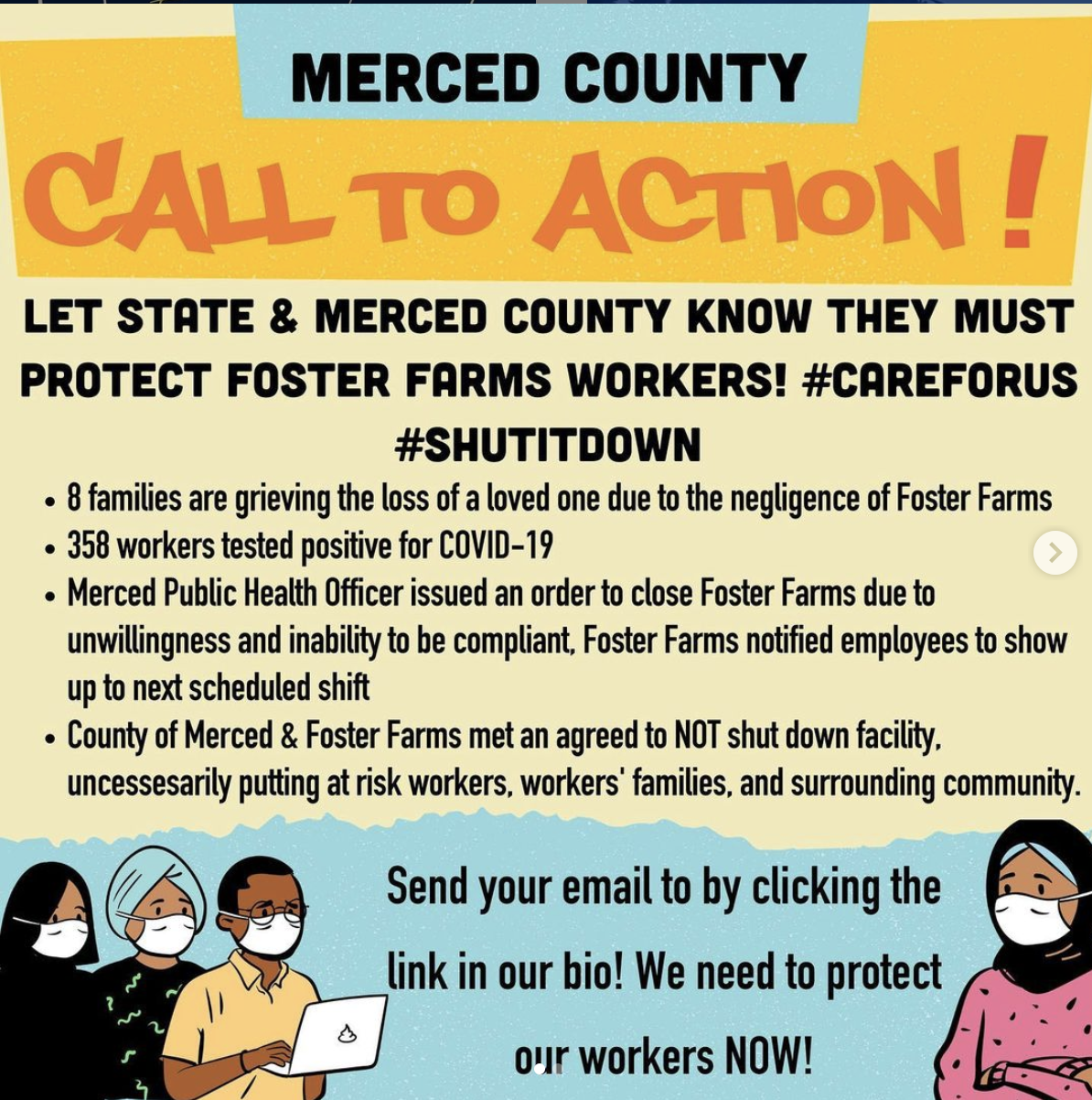 📣 CALL TO ACTION 📣⁣
⁣
Let State & County know they MUST protect Foster Farms workers! ⁣
⁣
Send an e-mail by clicking on the link in our bio ✊🏿✊🏾✊🏽⁣

It takes less than 1 min to fill in your name ✔️
#CareForUs #ShutItDown