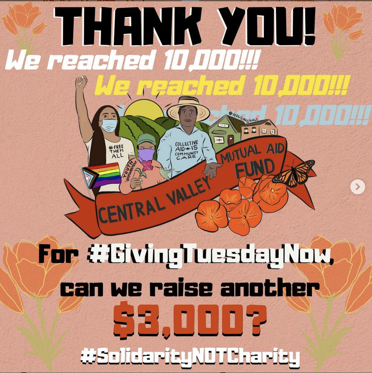 Thanks to the power of community, we were able to reach $10,000 in funds to provide much needed aid to our community. 🎉 ⁣
⁣
🗣 We have received over 400 requests for financial relief since launching last week. ⁣
⁣
💛 For #GivingTuesday will you cont