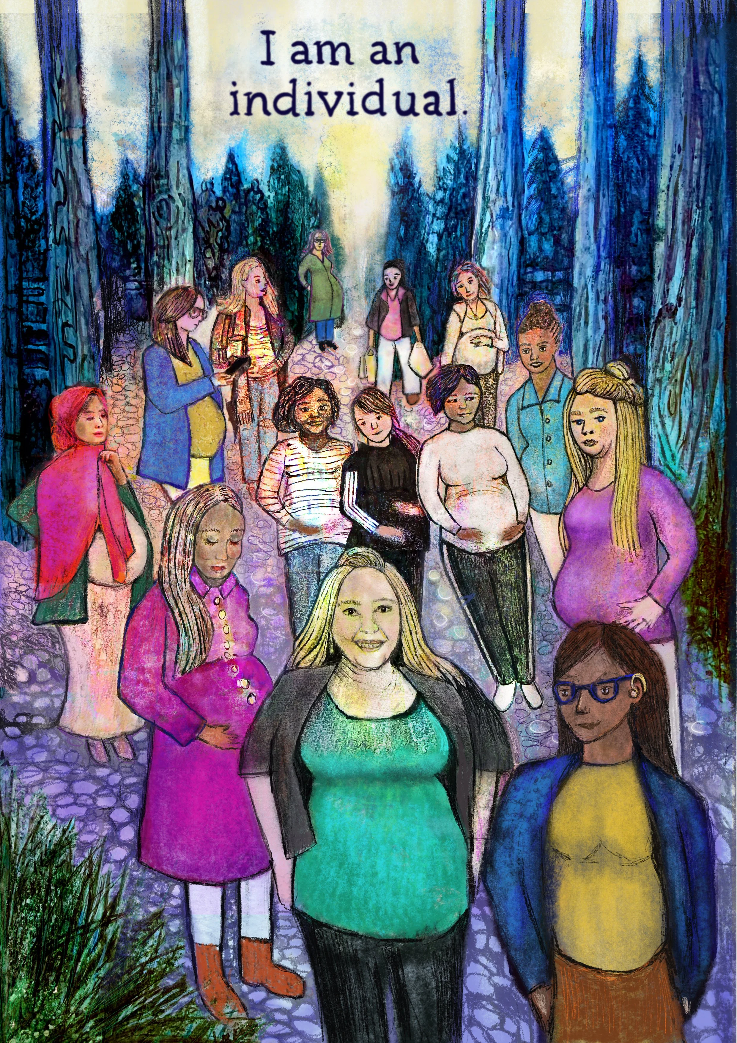 Illustration of different pregnant women