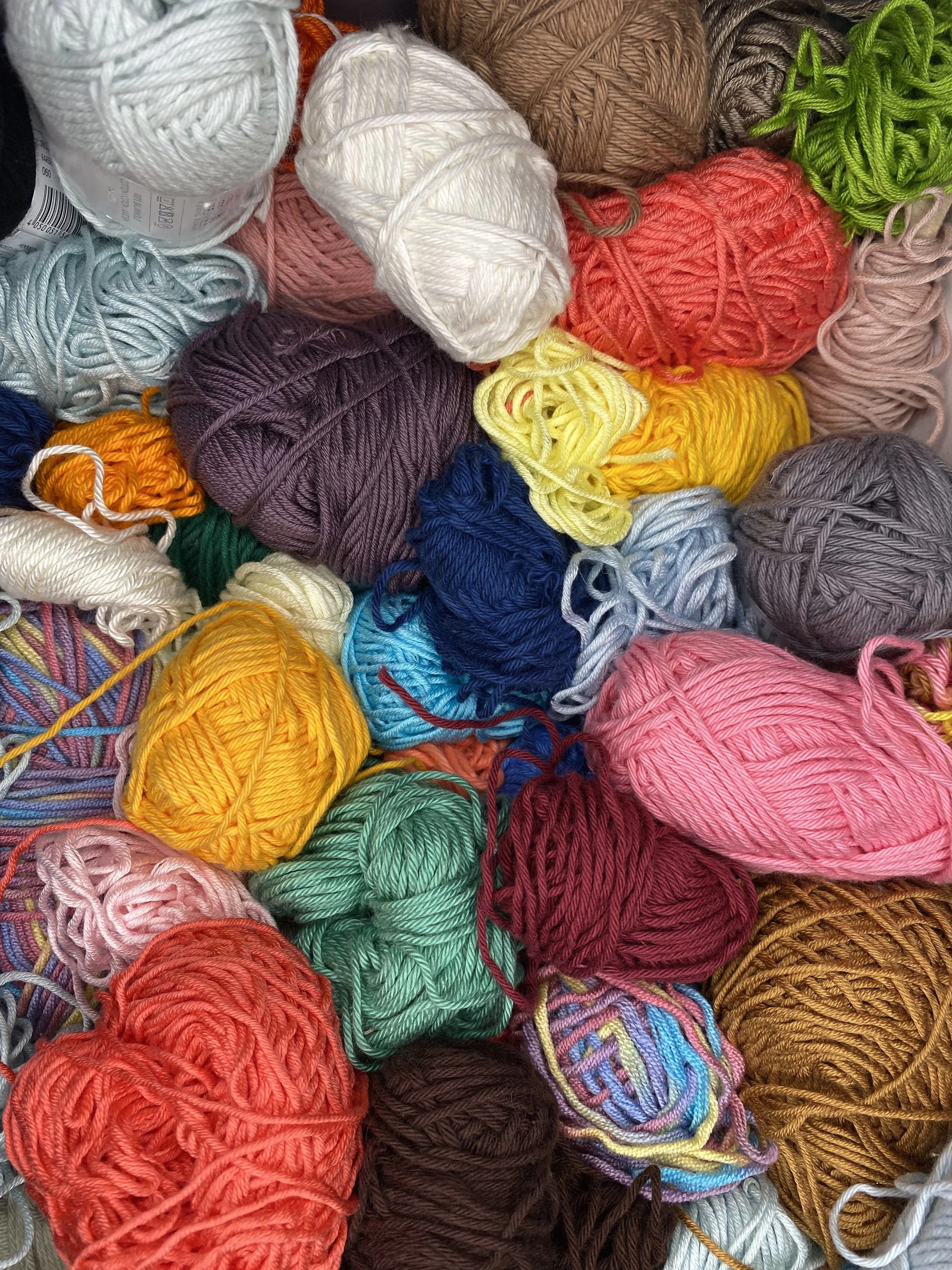 Stash of colourful yarn