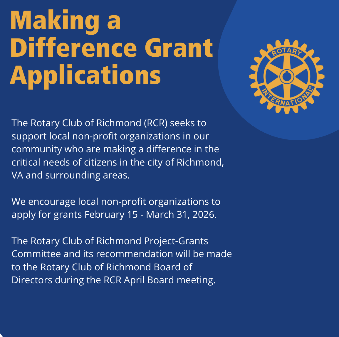  Making a Difference Grant Applications 