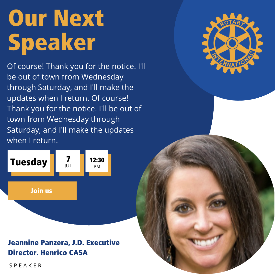 Our Next Speaker