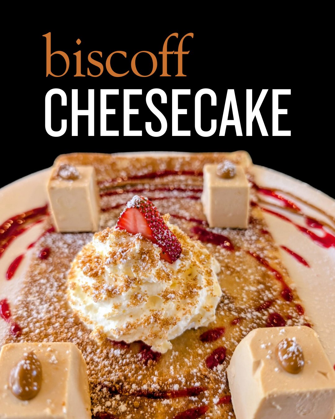 Ok, we&rsquo;ve got a new one for you!⁠
⁠
Meet the biscoff cheesecake cr&ecirc;pe.⁠
A sweet cr&ecirc;pe topped with biscoff cheesecake bites, raspberry coulis, whipped cream and a sprinkling of biscoff crumb. ⁠
⁠
It&rsquo;s seriously good. Like &ldqu
