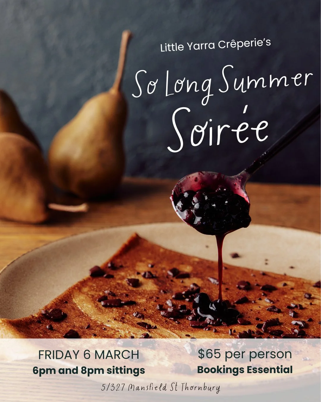 So long summer soir&eacute;e at the warehouse 💛⁠
⁠
For one night only, we&rsquo;re opening the doors for a relaxed end-of-summer celebration.⁠ ⁠
⁠
Good food. Good company. No rush.⁠
⁠
Enjoy a generous set menu of delicious food in a space that makes