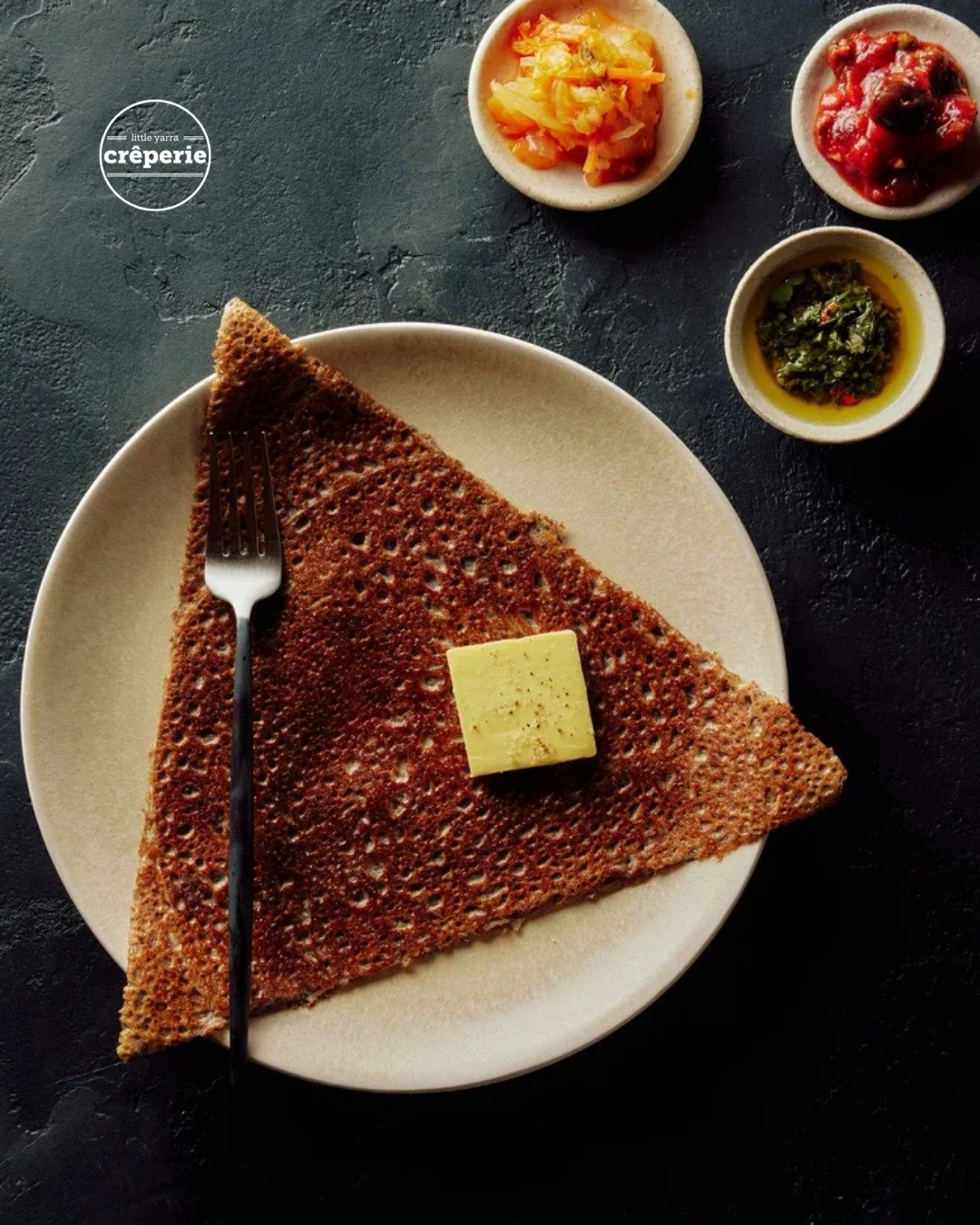 Golden, crisp and beautifully simple.

This is a Breton galette, a traditional buckwheat cr&ecirc;pe known for its rich flavour and delicate texture. Naturally gluten-free and high in protein, buckwheat makes the perfect base for a wholesome and sati