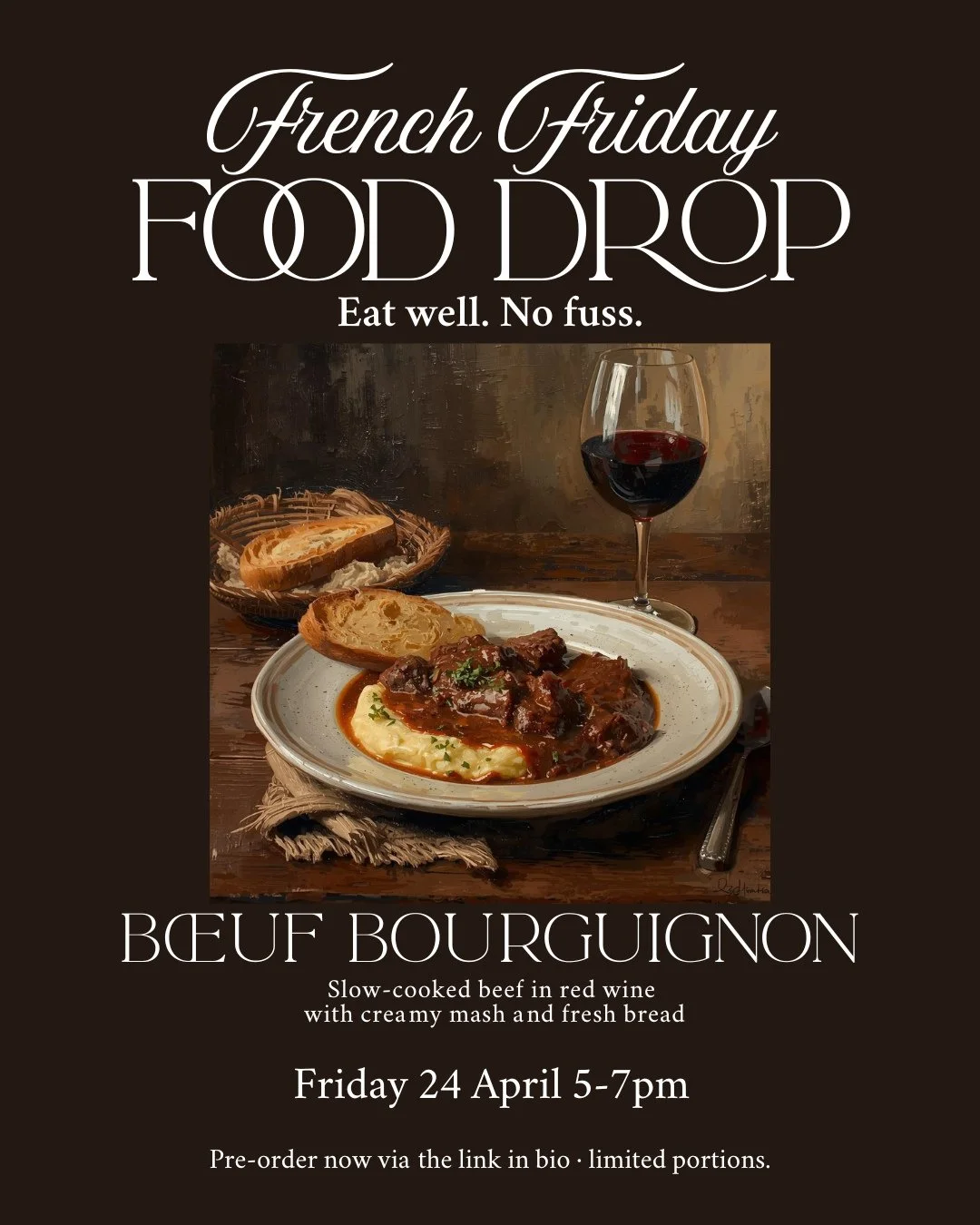 Introducing French Friday Food Drop ✨⁠
⁠
Eat well. No fuss.⁠
⁠
We&rsquo;ve been working on something new for Friday nights at the warehouse &mdash; high quality, simple, delicious French food, ready for you to pick up and enjoy.⁠
⁠
Each week, there&r