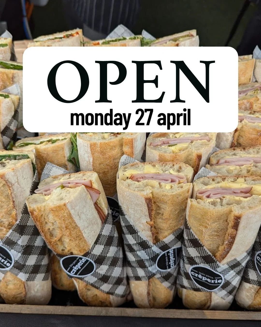 A little surprise to start your week&hellip; and for some, a long weekend treat 💫⁠
⁠
We&rsquo;re open at the warehouse this Monday 27 April from 9am to 2pm.⁠
⁠
We&rsquo;ll be serving a street food-style menu with delicious baguettes, sweet cr&ecirc;