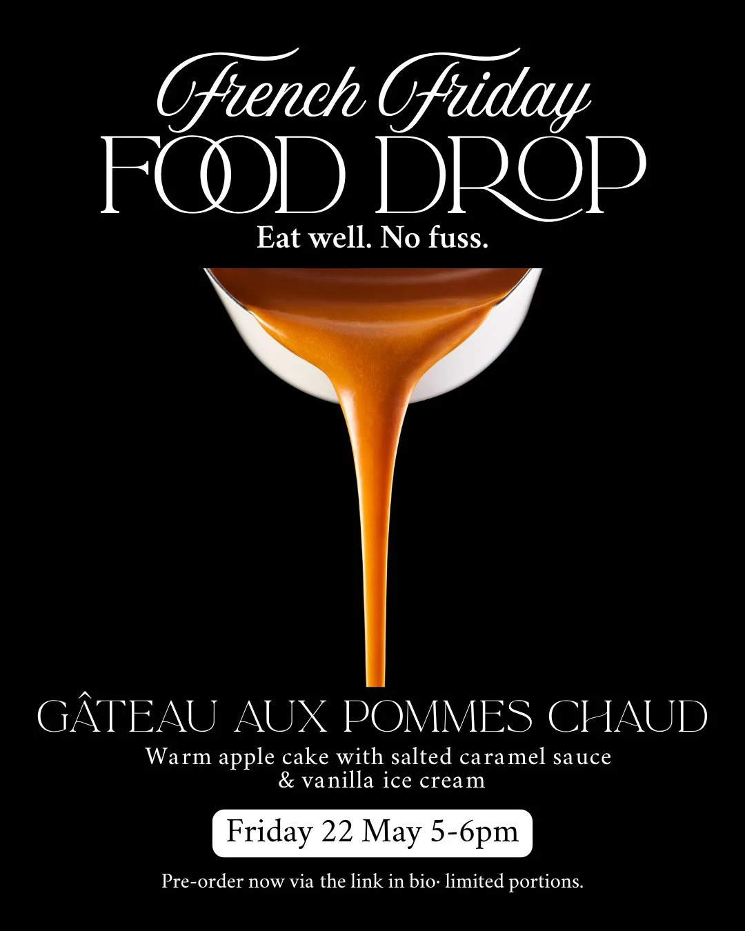 French Friday Food Drop is back tomorrow night 🇫🇷✨⁠
⁠
Big pots of soupe de poulet, bubbling gruy&egrave;re toast, warm apple cake and the smell of caramel in the warehouse&hellip; honestly, Friday night is looking pretty good.⁠
⁠
This week&rsquo;s 