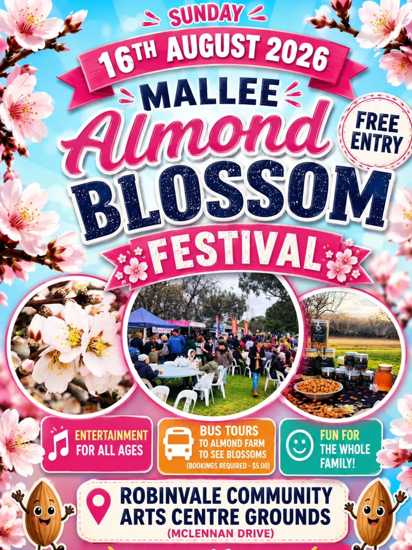 "🌸 Robinvale's Most Beautiful Day of the Year almost here'🌸"

📅 Sunday 16 August 2026
📍 Robinvale Community Arts Centre Grounds, McLennan Drive
🎟 FREE Entry

Bring the whole family and enjoy a fantastic day filled with entertainment fo
