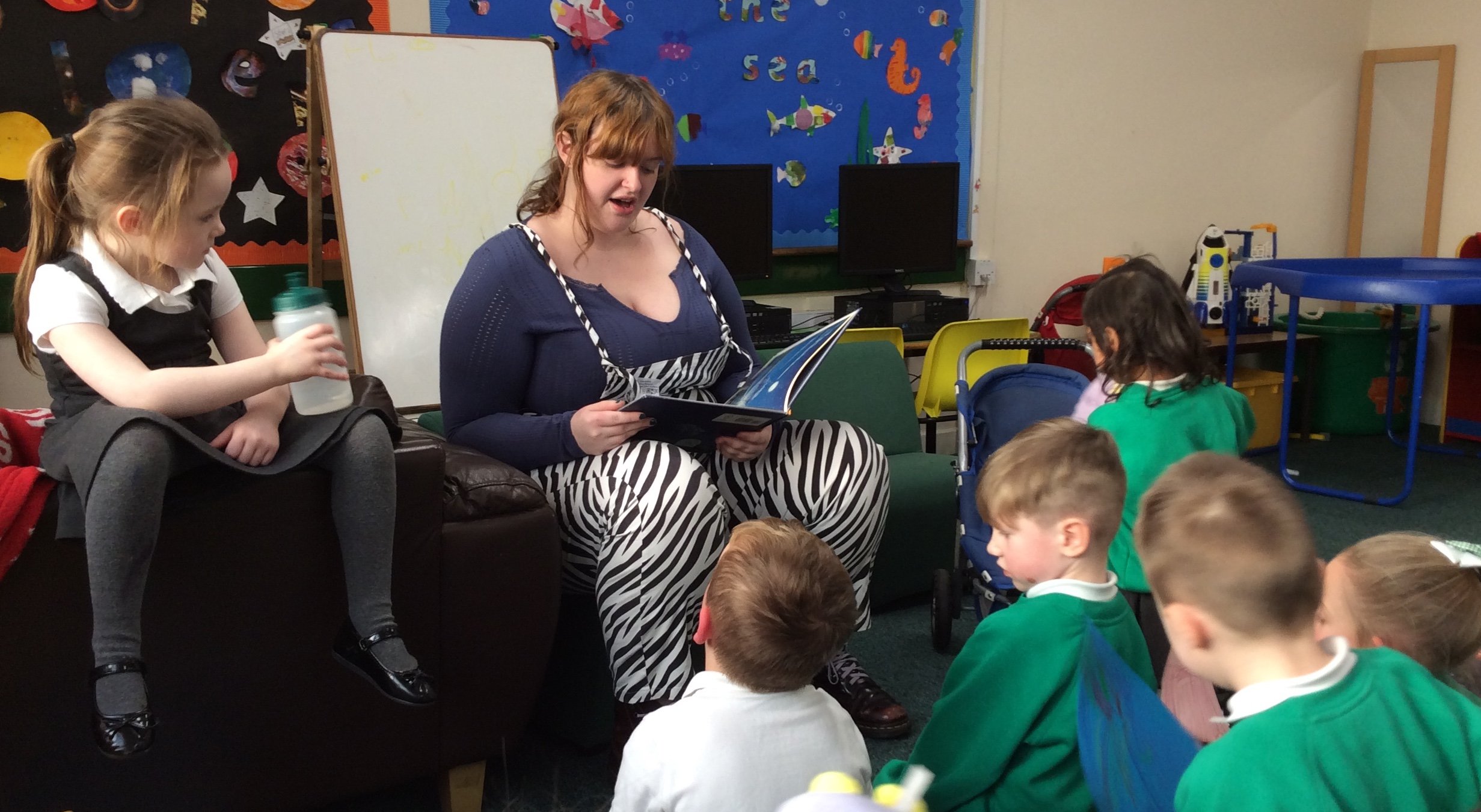 Reading stories about trains