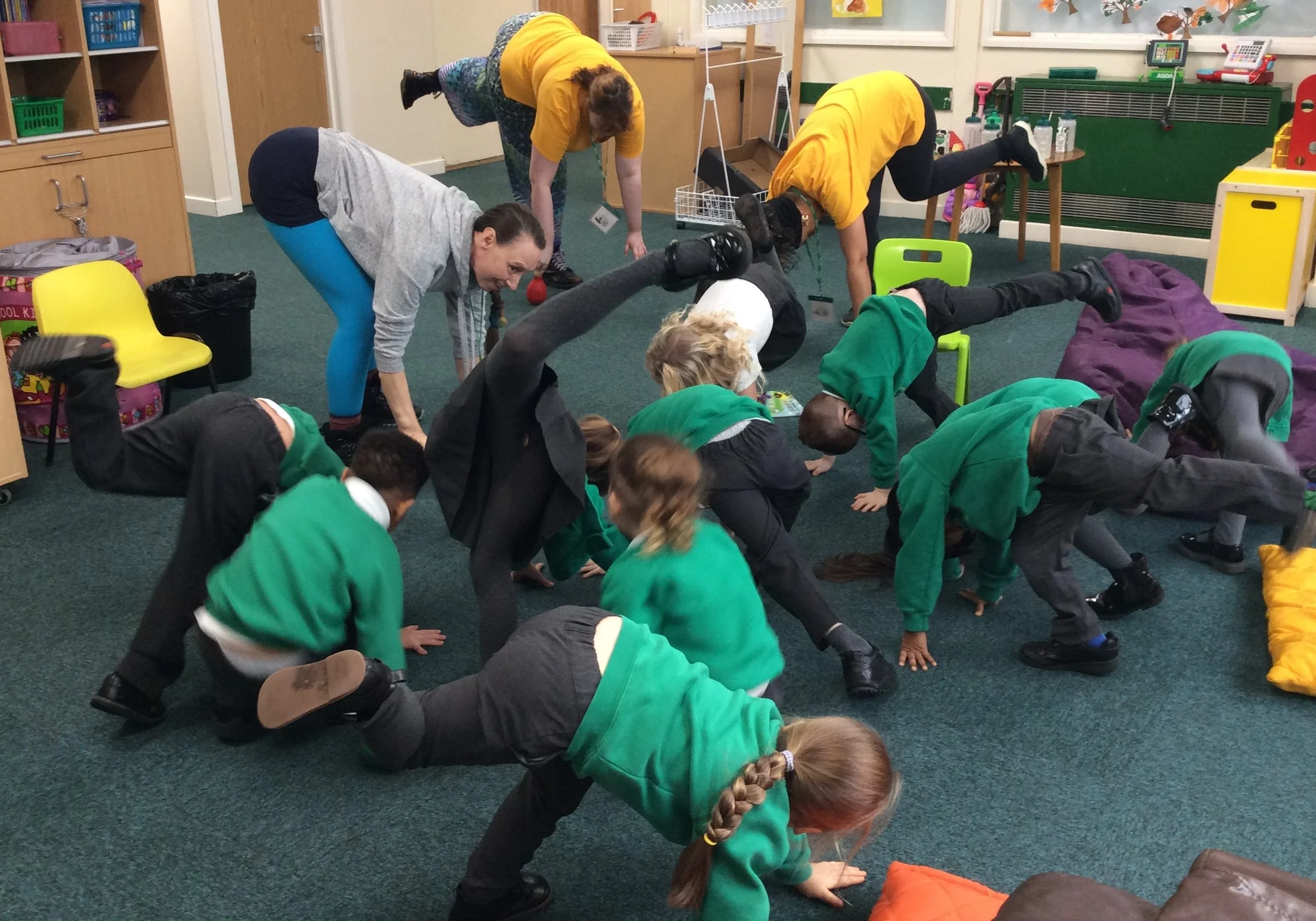 Trying out songs, actions and noises