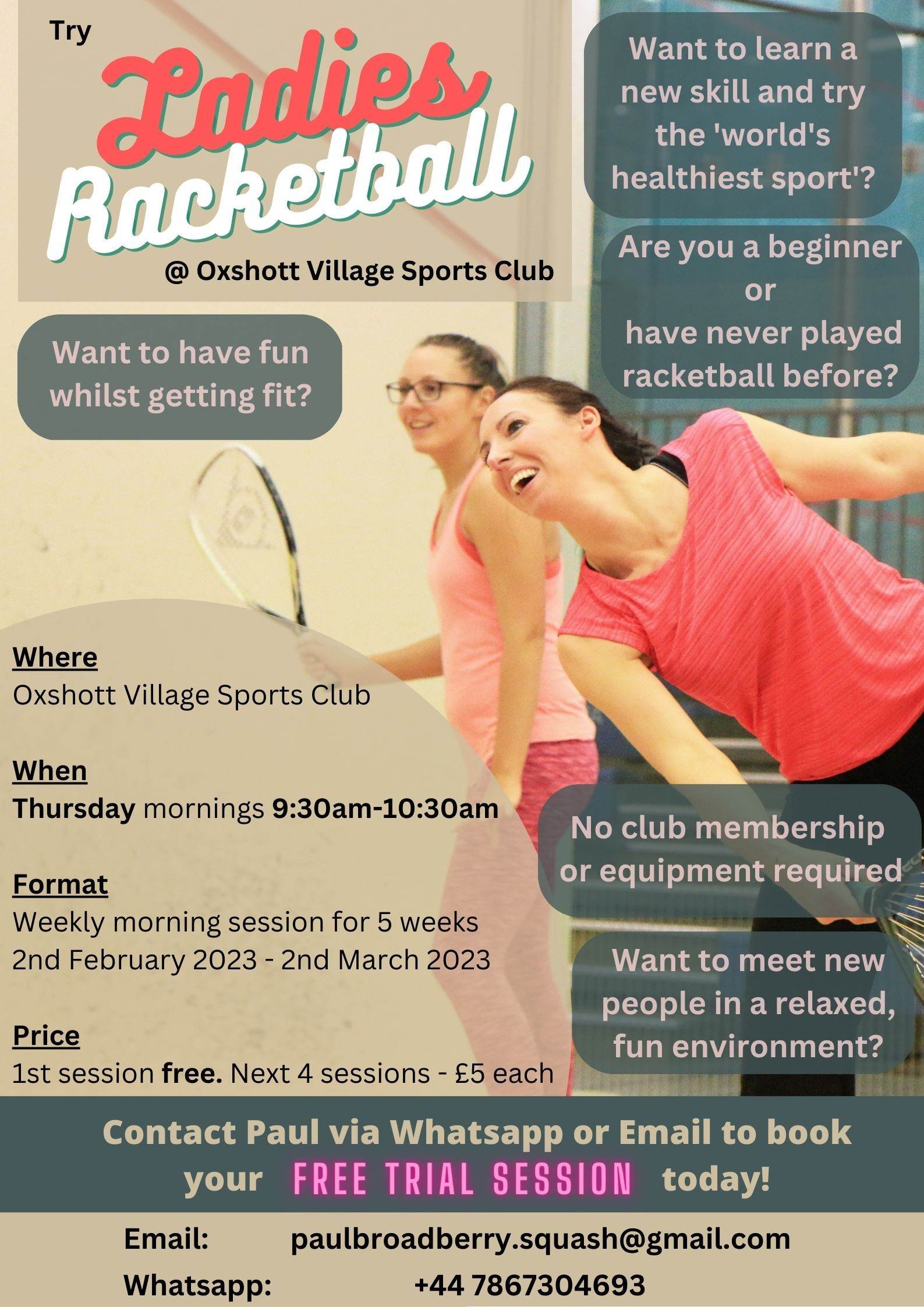 Try Ladies Racketball Sessions