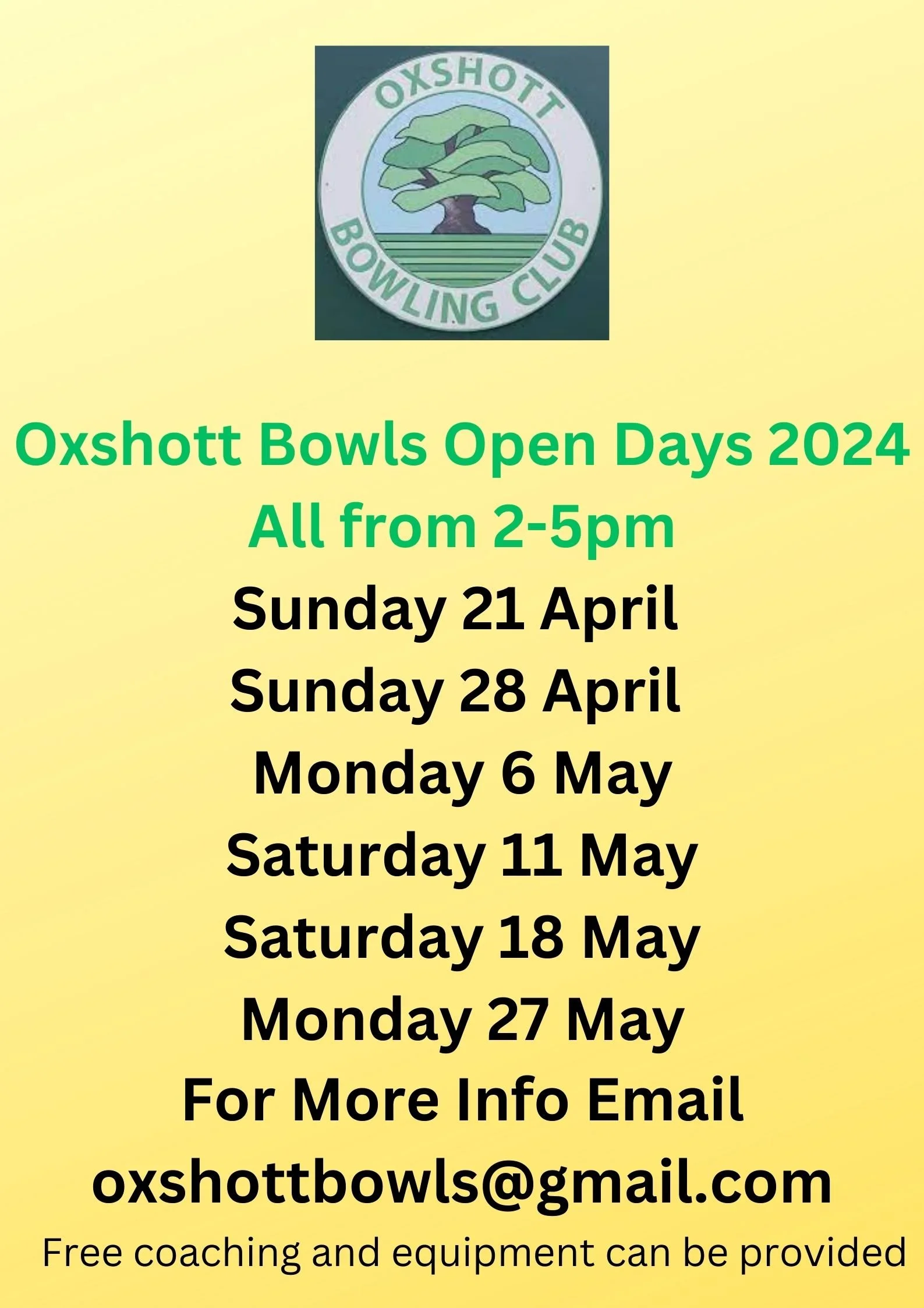 Oxshott Bowls Open Days 2024