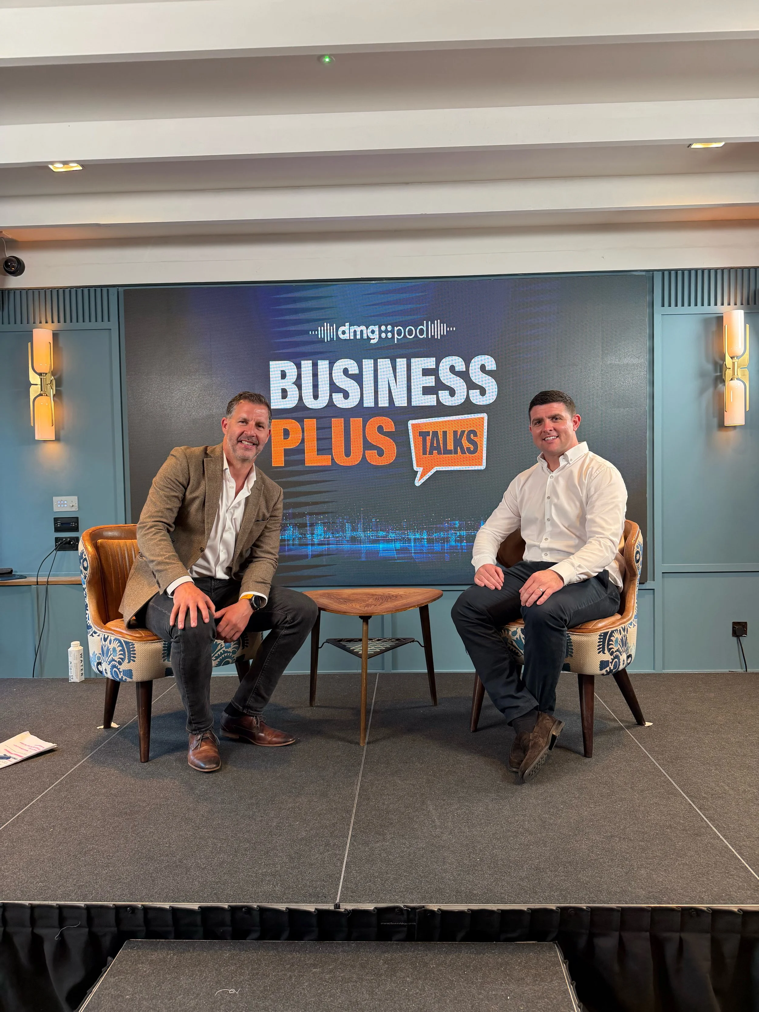 Frank takes the stage at the Business Plus Live Podcast in Cork