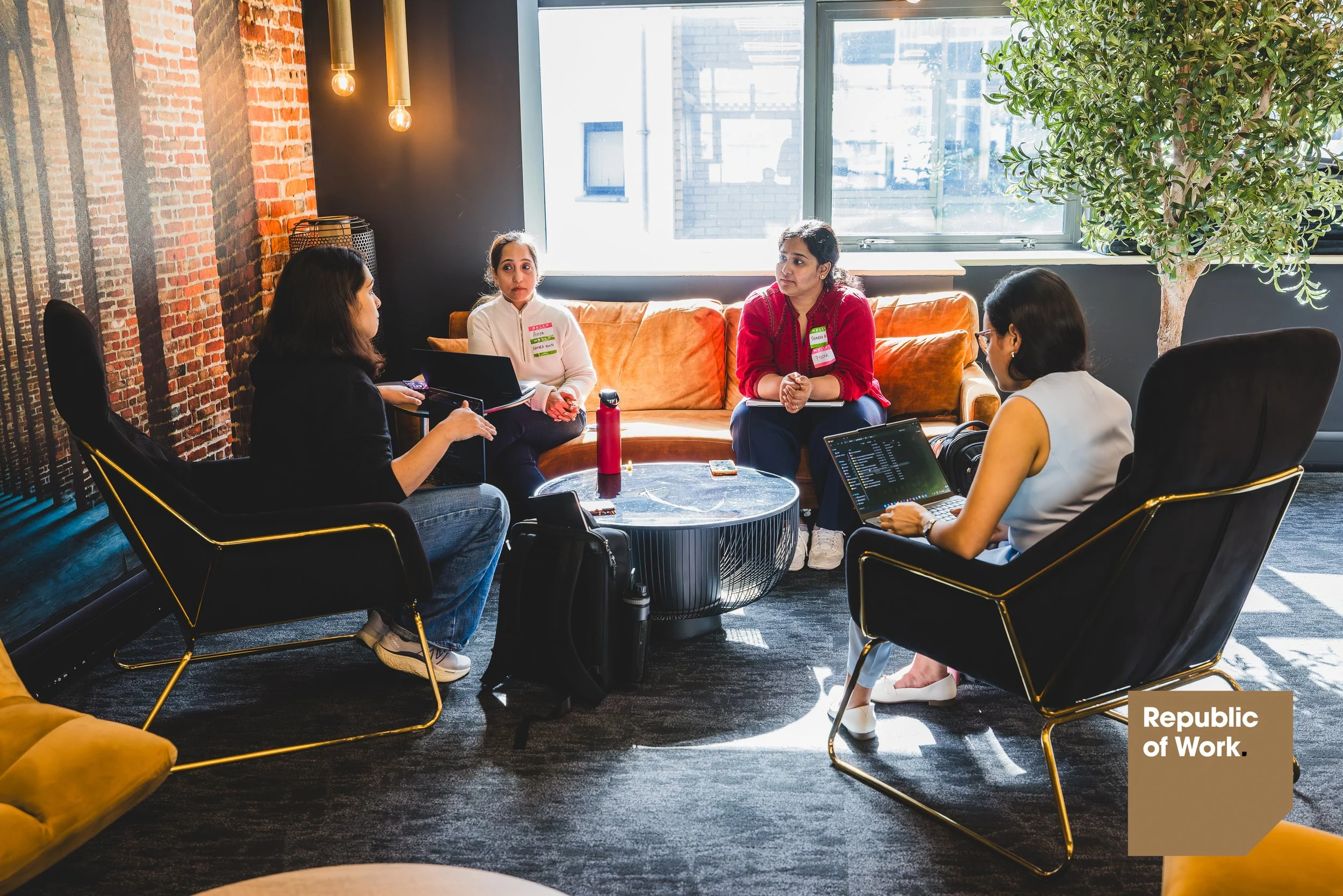 Team connecting in the lounge