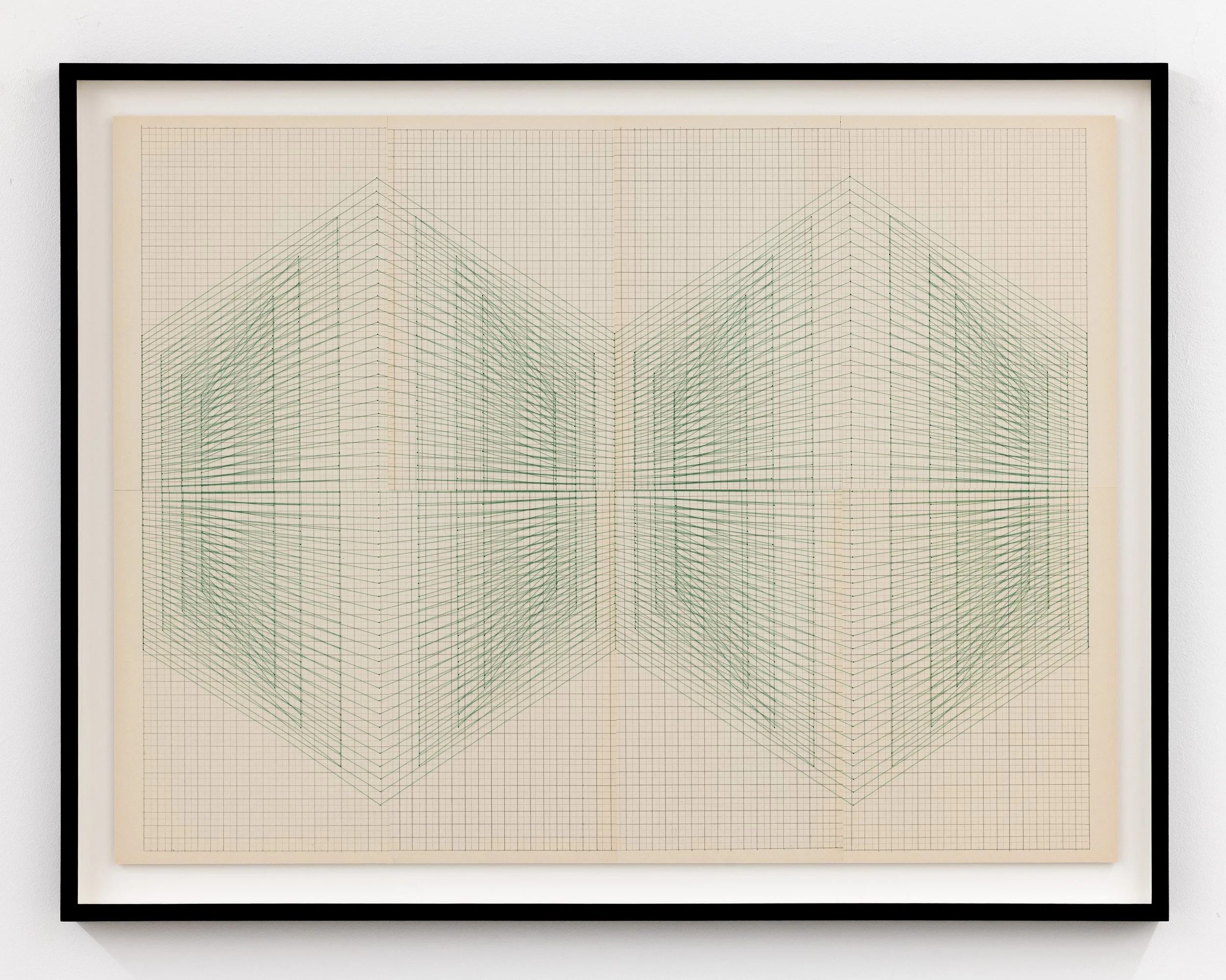 Part of the series "The Sound of a Line" (I), 2025. Sewing thread and pencil on paper and cardboard. Framed: 65 x 84 cm