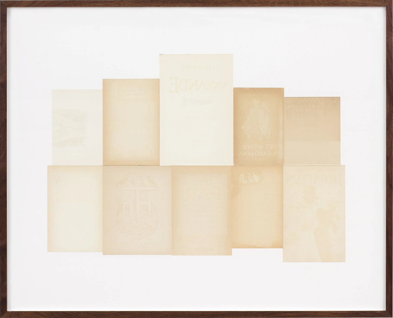 From the "Absent Stories"- series, 2009-2014.
Old book pages.
75 x 93 cm.