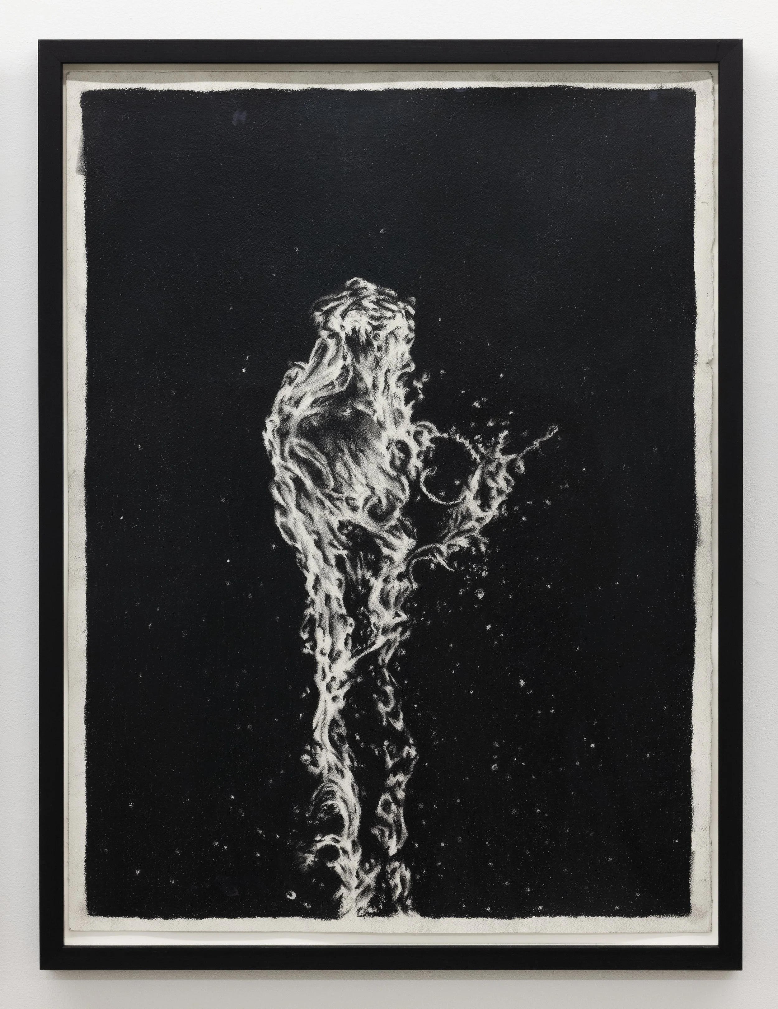 Untitled (Splash #7), 2025. Charcoal drawing. 80 x 60 cm + frame