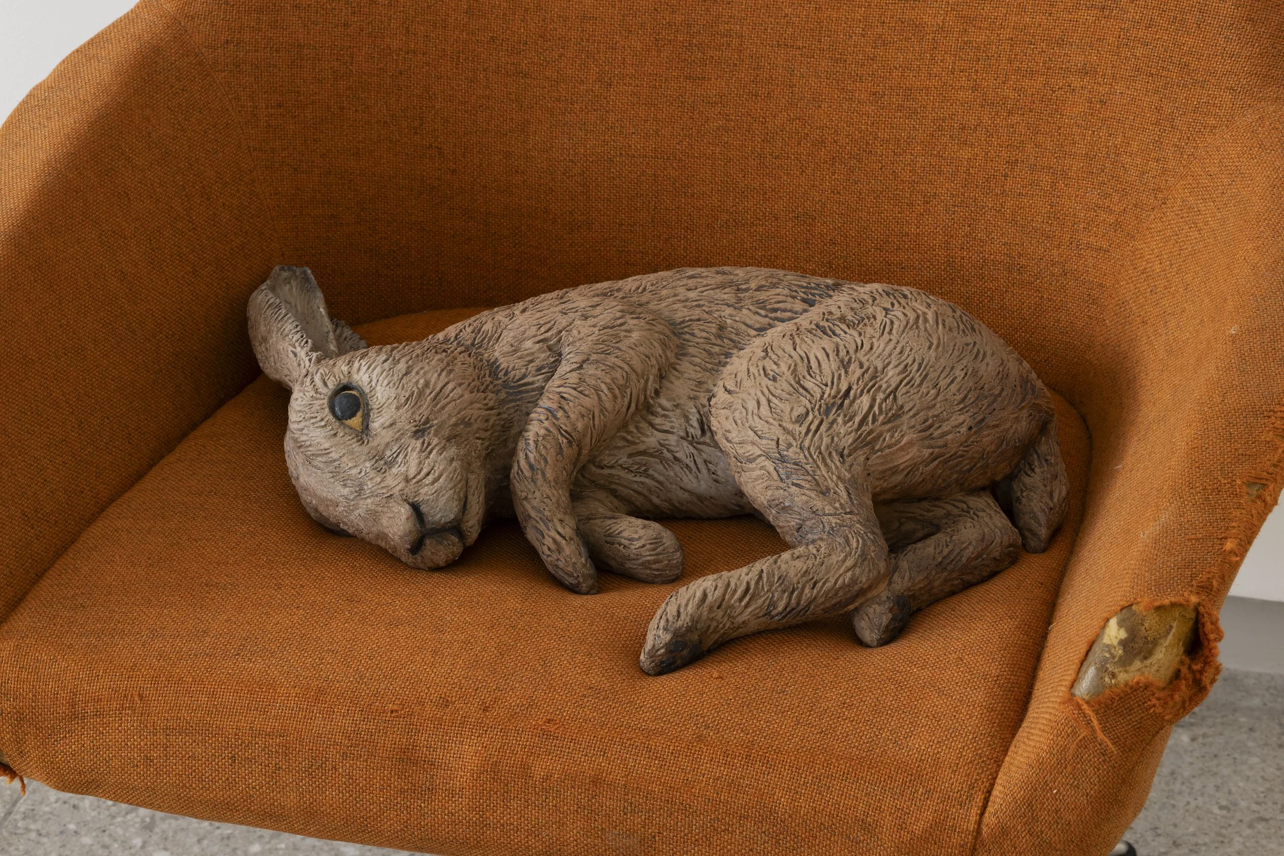 "Hare", 2024. Glazed ceramics. 10 x 42,8 x 46 cm