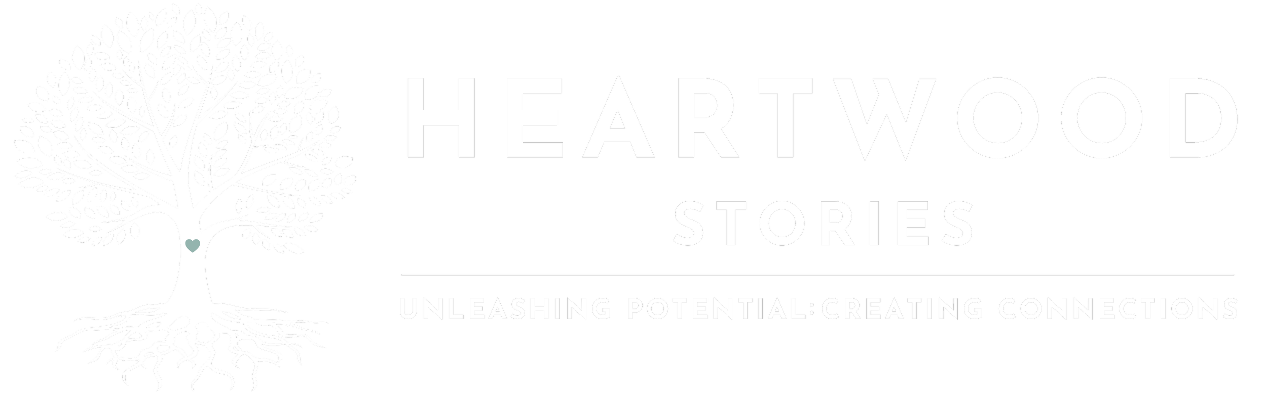 Heartwood Stories logo in white