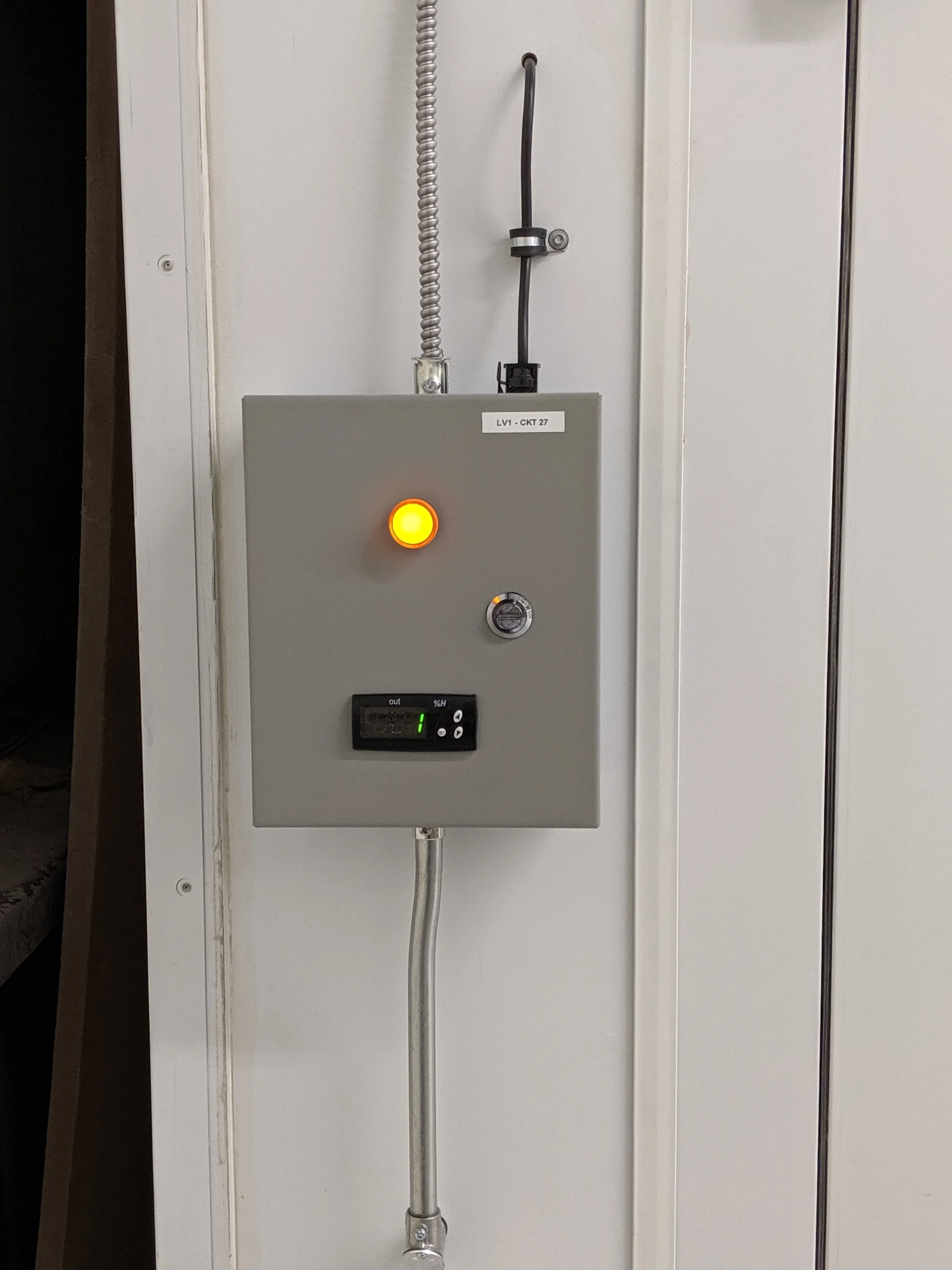 Custom control panel for humidity controlled curing room.