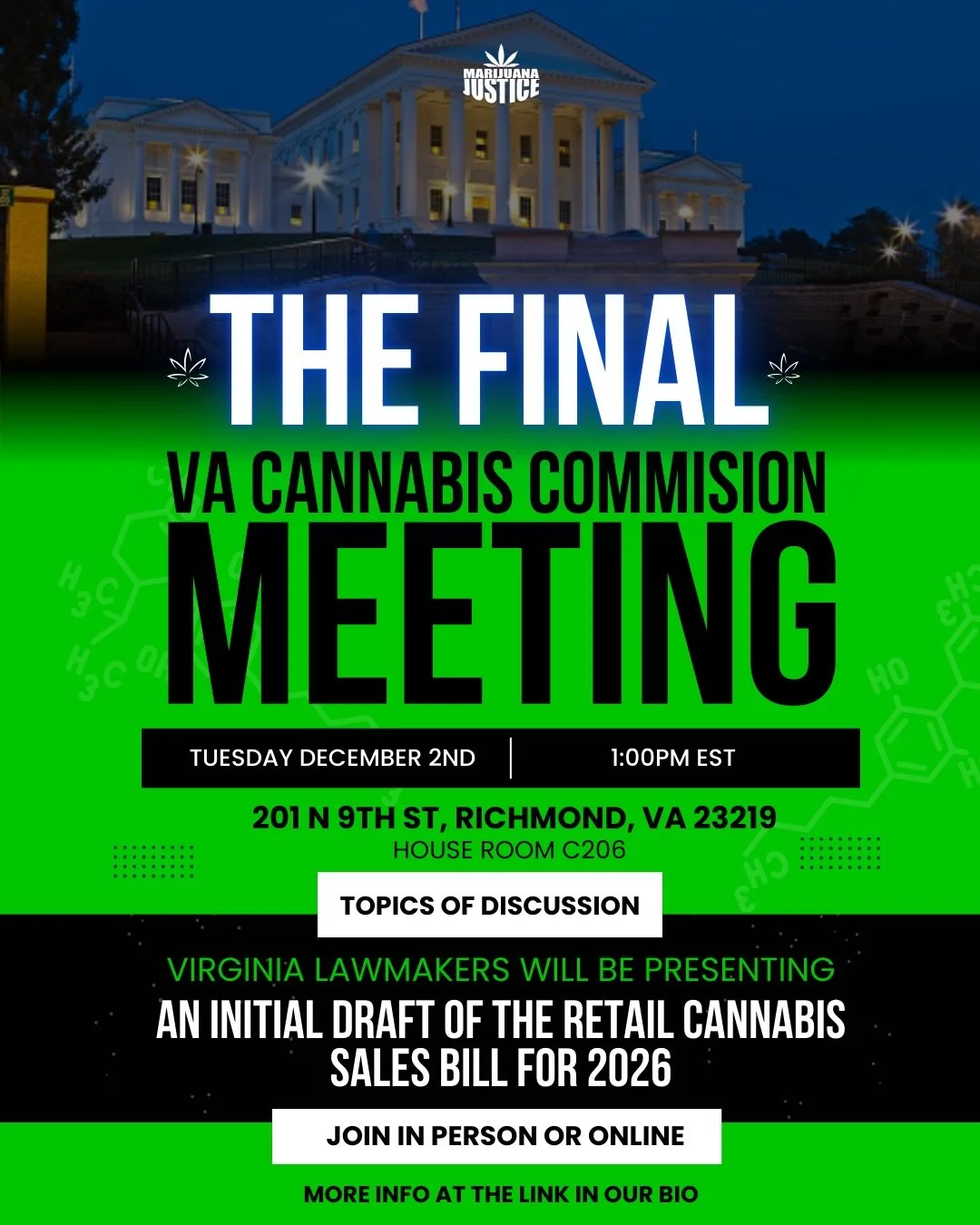 The final CNNBS Commission meeting is tomorrow at 1 PM EST and lawmakers are expected to present the key elements of the retail sales bill that will hit the General Assembly in just a few weeks.

If you haven&rsquo;t come to a meeting yet, this is th