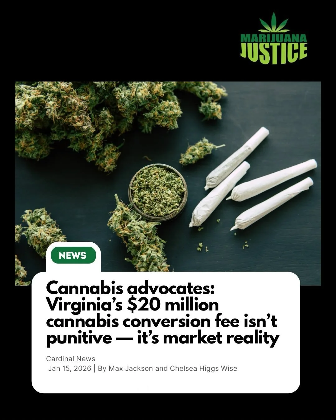 Virginia&rsquo;s c@nnabis conversation is getting real. A proposed 20 million dollar conversion fee for medical operators entering the adult use market is market reality, not a punishment. With licenses already selling for tens of millions, this refl