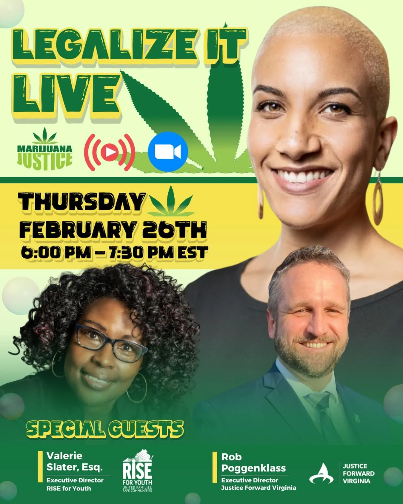 RESCHEDULED to THURSDAY 2/26 @ 6p! Register for 2/26 6-7:30p for LEGALIZE IT LIVE: VA 2026 CrossOver edition. 

We will review where we are half way through session! Confused about the bills passing but the process not being done? We have answers! SH
