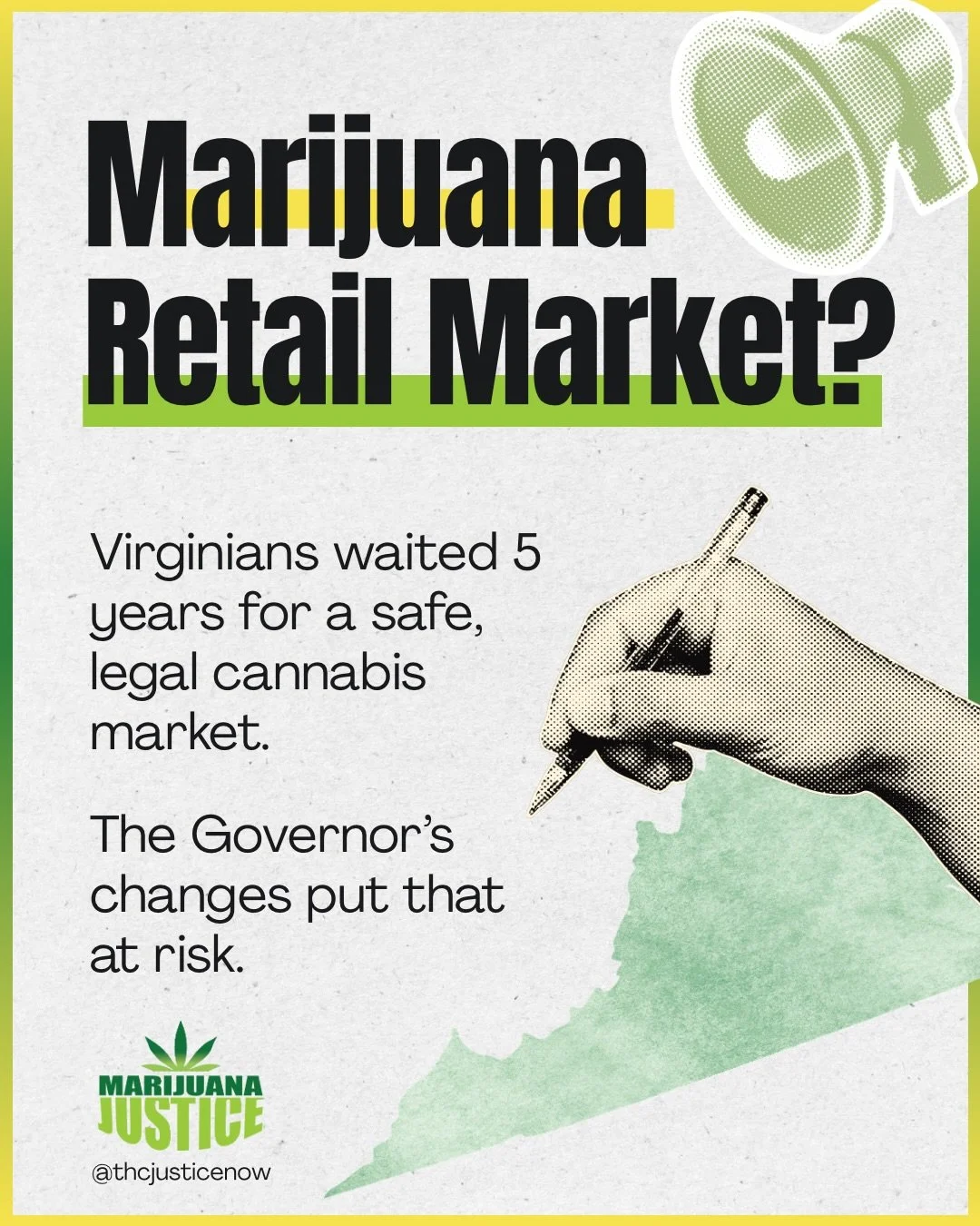Virginians didn&rsquo;t wait since 2021 for a &ldquo;legal&rdquo; cannabis market that delays sales, cuts equity funding, and ramps up criminal penalties. We deserve a system that is safe, fair, and truly legal&mdash;one that shuts down the illicit m